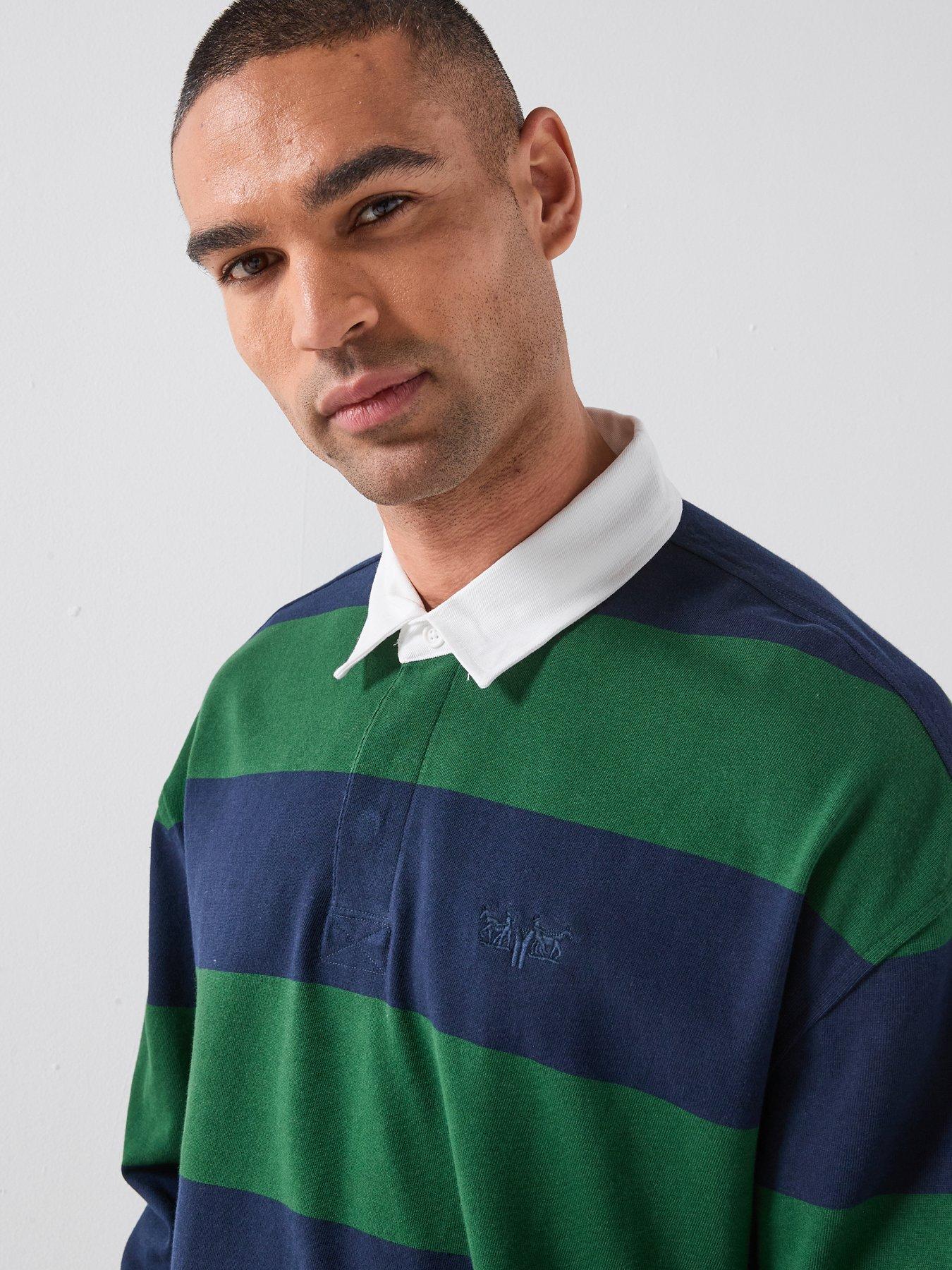 Image 4 of 4 of Levi's Hudson Striped Rugby Polo Shirt - Green