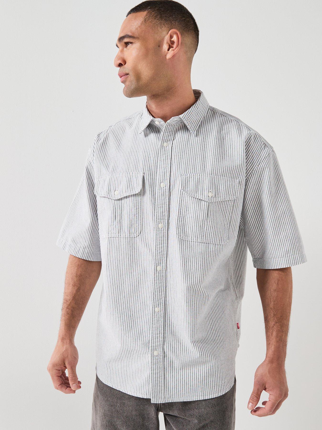 Levi's Pacifica Stripe Loose Fit Short Sleeve Shirt - Grey