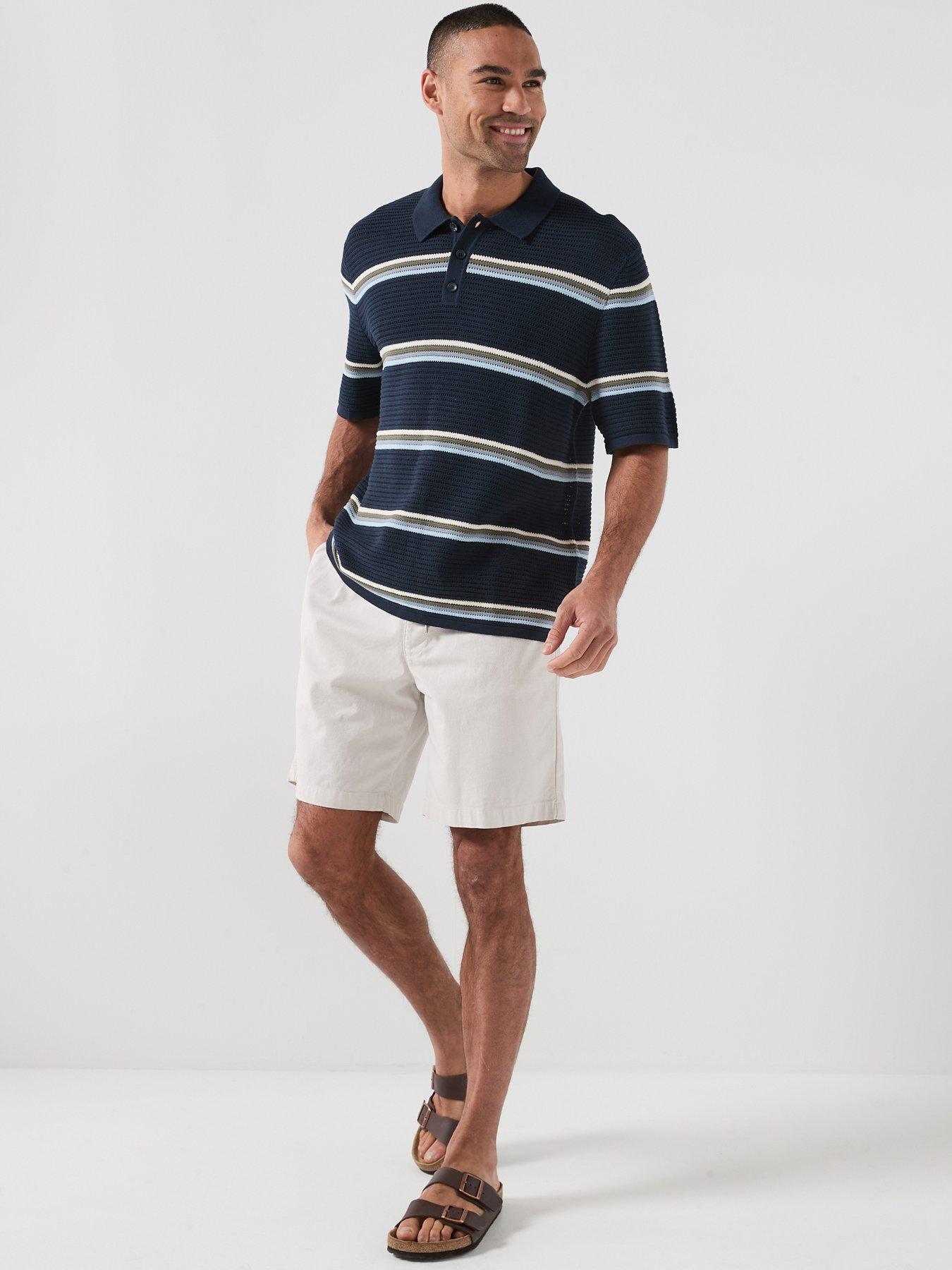 Image 3 of 5 of Jack & Jones Maine Stripe Knitted Polo Shirt - Navy