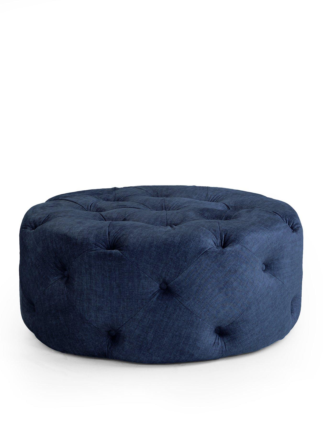 Image 2 of 5 of The Very Collection Laura Round Footstool - Navy