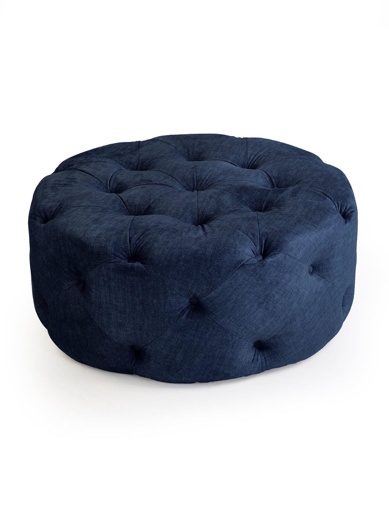 Image 3 of 5 of The Very Collection Laura Round Footstool - Navy