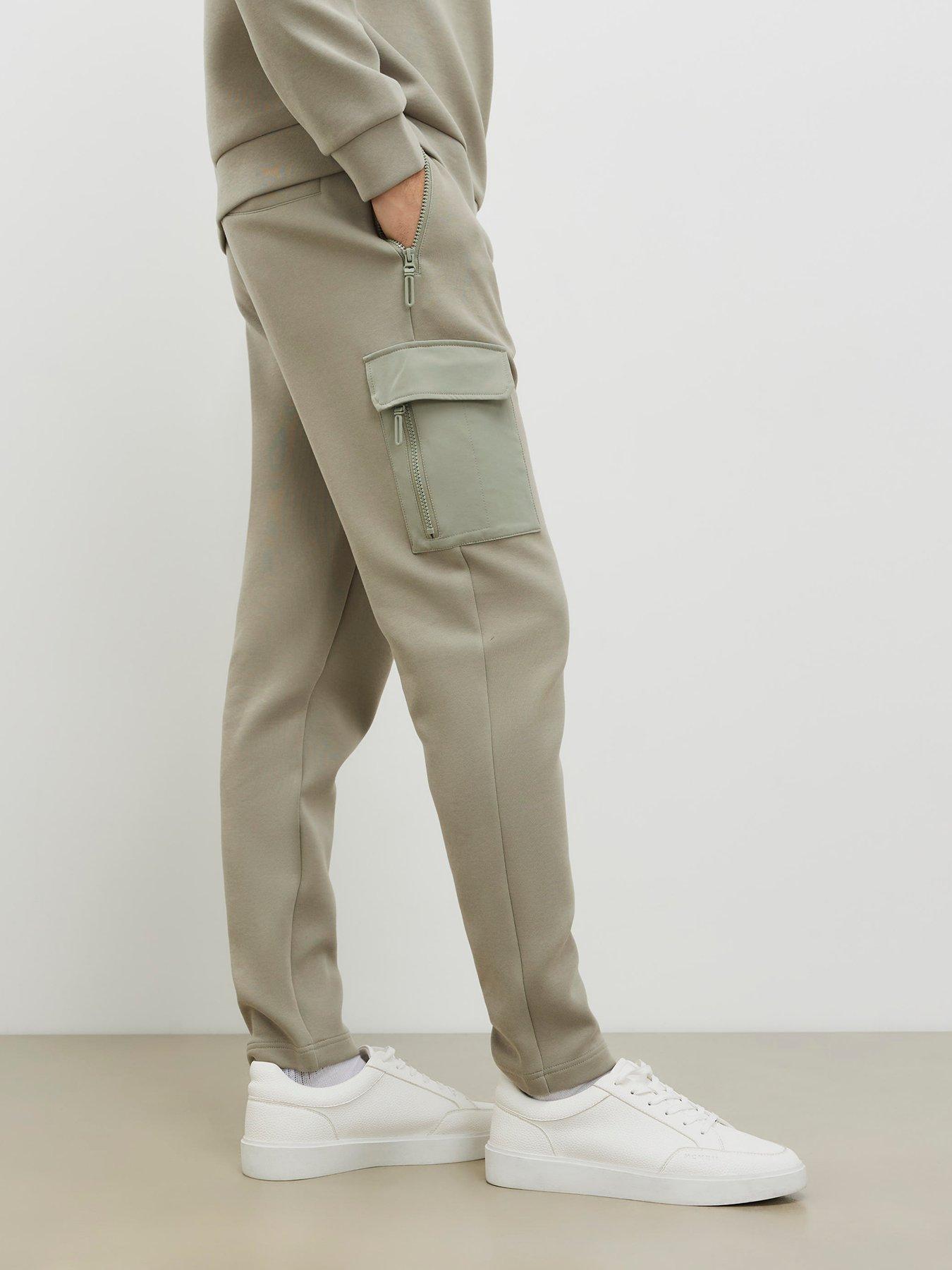 river-island-slim-nylon-pocket-joggers-greenfront