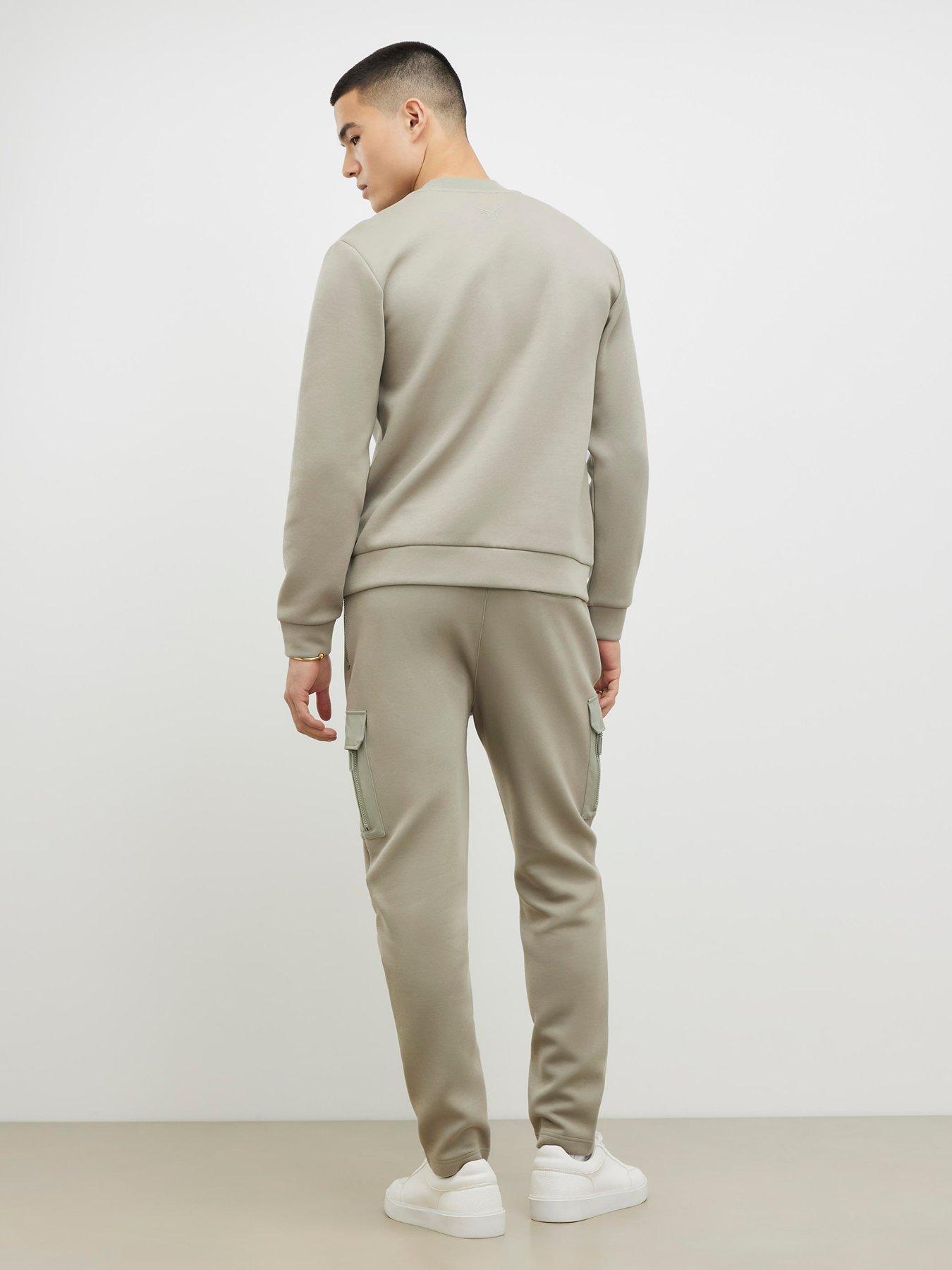 river-island-slim-nylon-pocket-joggers-greenstillFront