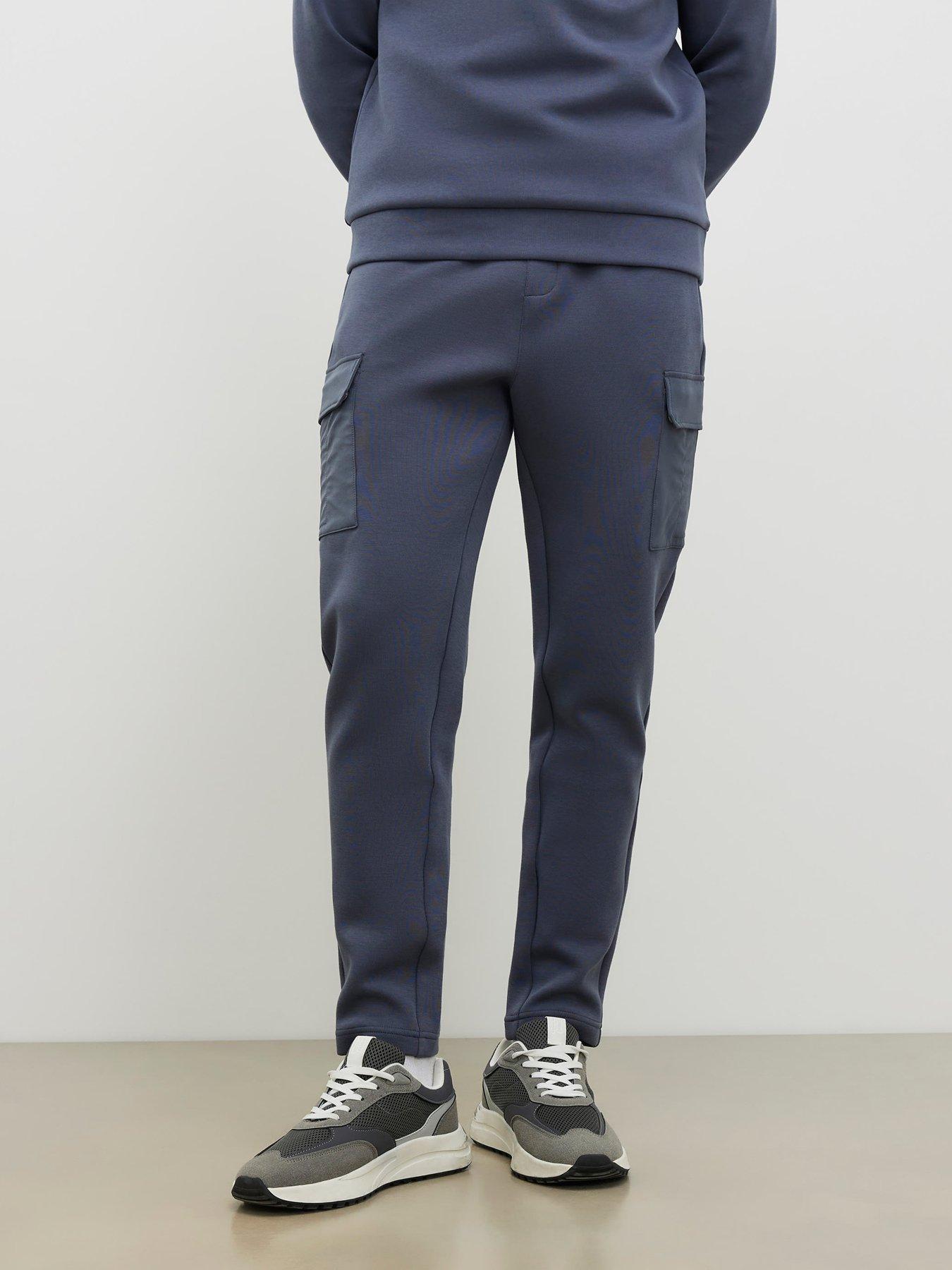 river-island-slim-nylon-pocket-joggers-grey