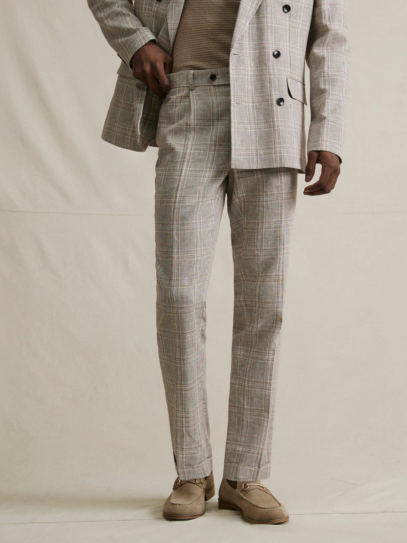 River Island Linen Check Trousers - Grey