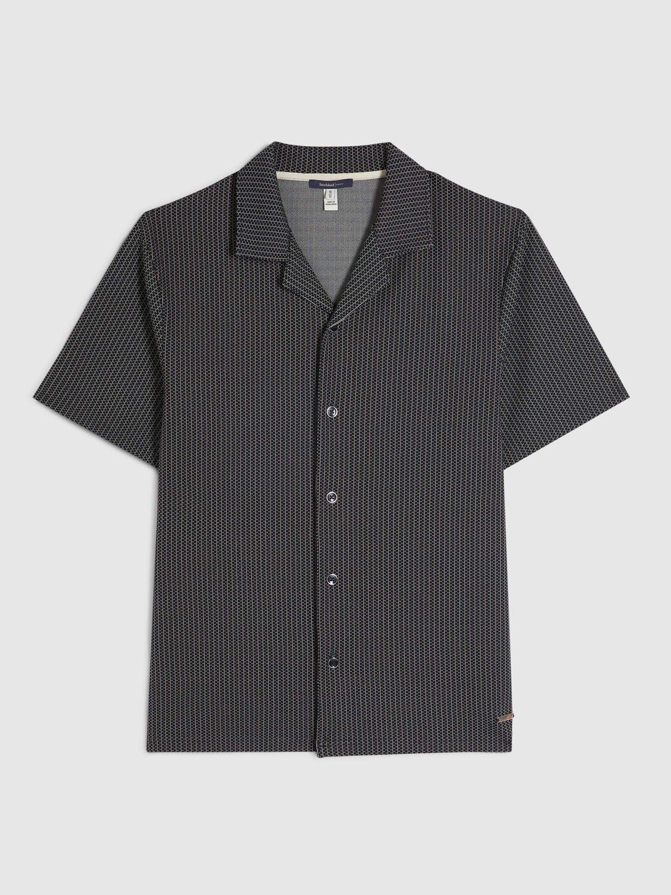 Image 5 of 6 of River Island Check Jacquard Short Sleeve Shirt - Beige