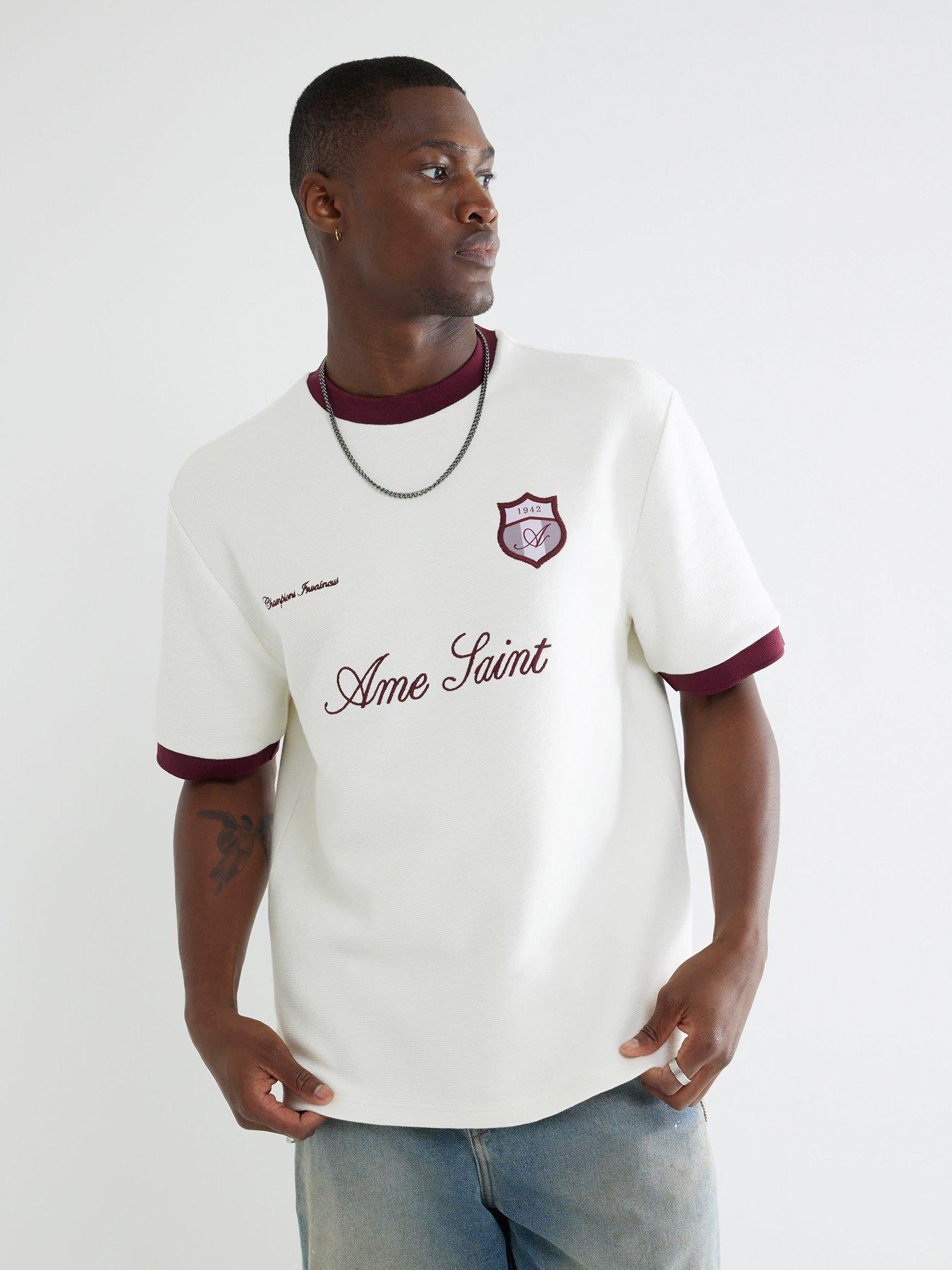 River Island Short Sleeve Football Ottoman T-Shirt - Beige
