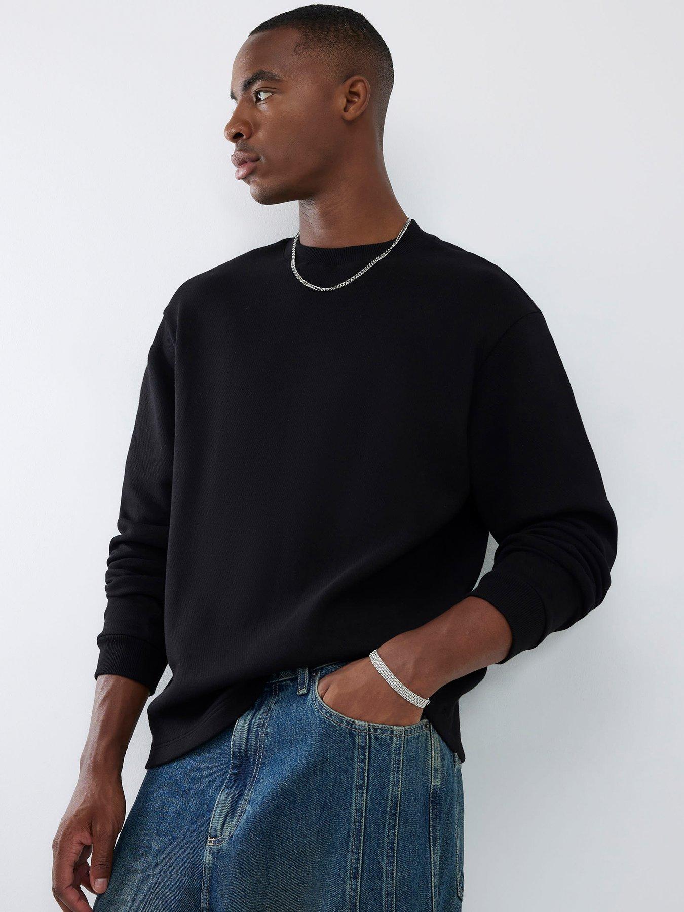Image 1 of 4 of River Island Long Sleeve Regular Essentials Crew - Black