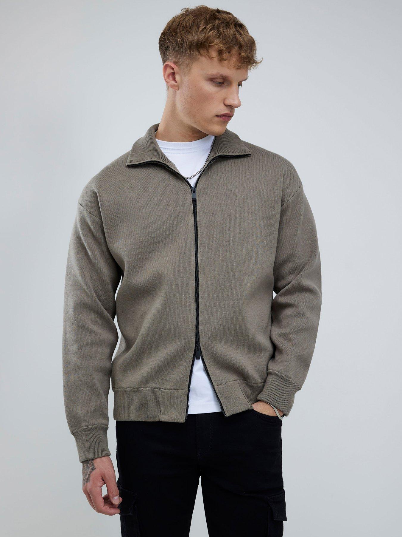 Image 1 of 4 of River Island Long Sleeve Clean Zip Through - Green