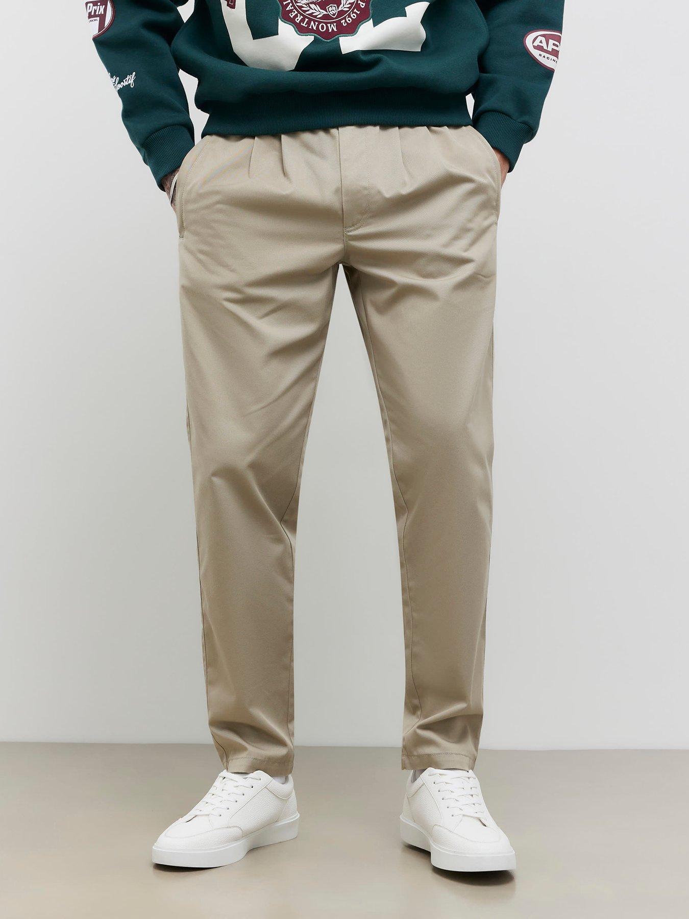 Image 1 of 4 of River Island Othello Elasticated Trousers - Stone