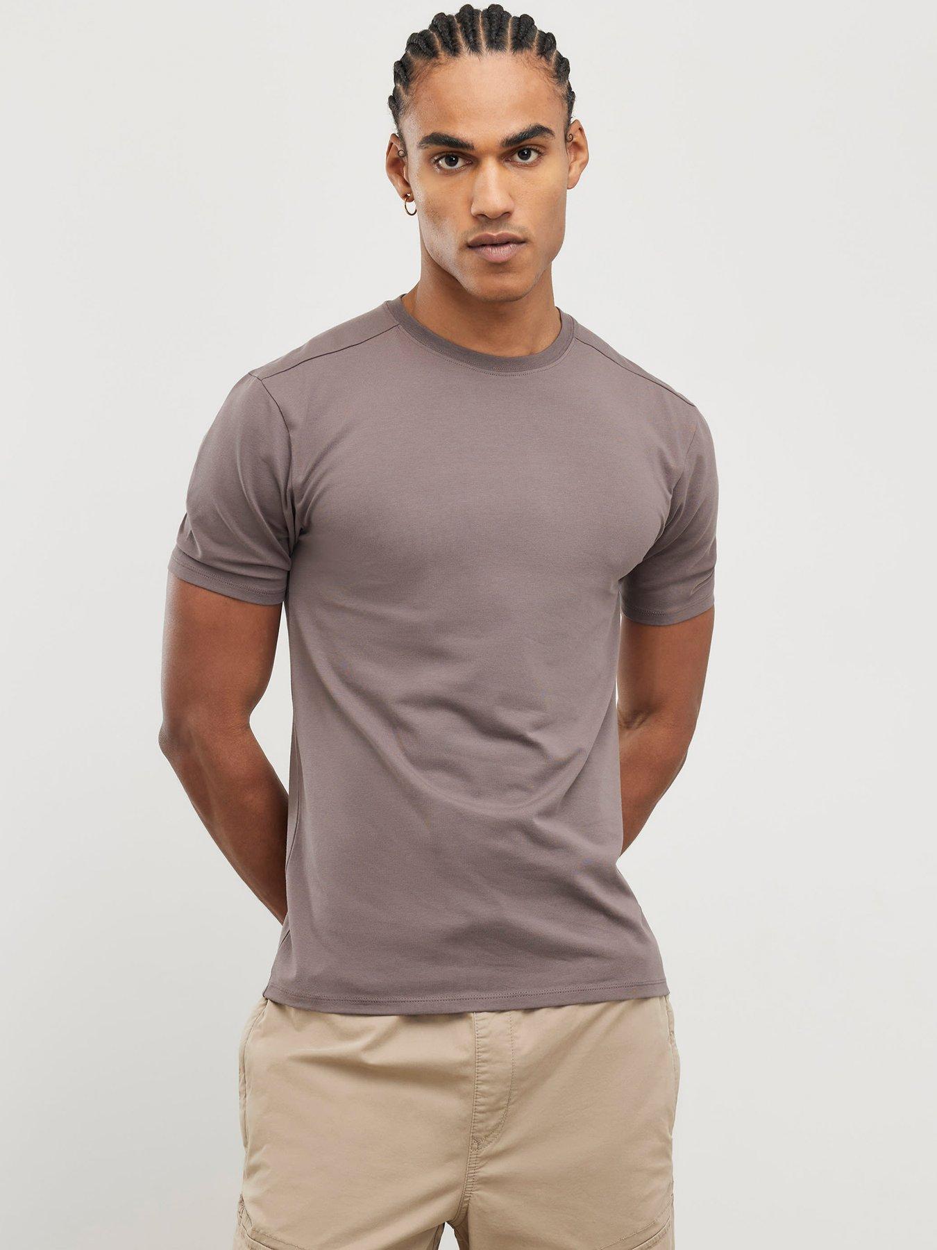 River Island Muscle Essentials Short Sleeve T-Shirt - Brown