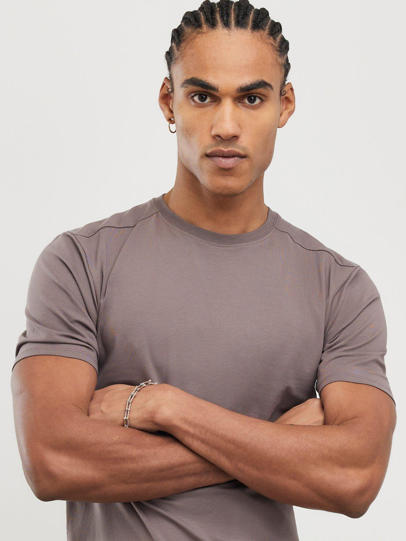 Image 4 of 4 of River Island Muscle Essentials Short Sleeve T-Shirt - Brown
