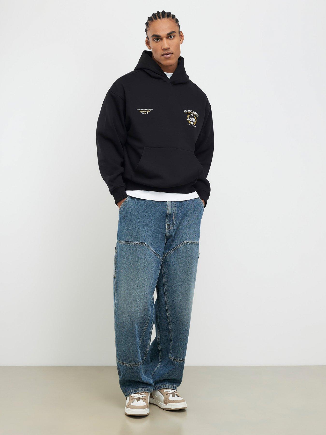 Image 3 of 4 of River Island Premio Series Racing Oversized Hoodie - Black