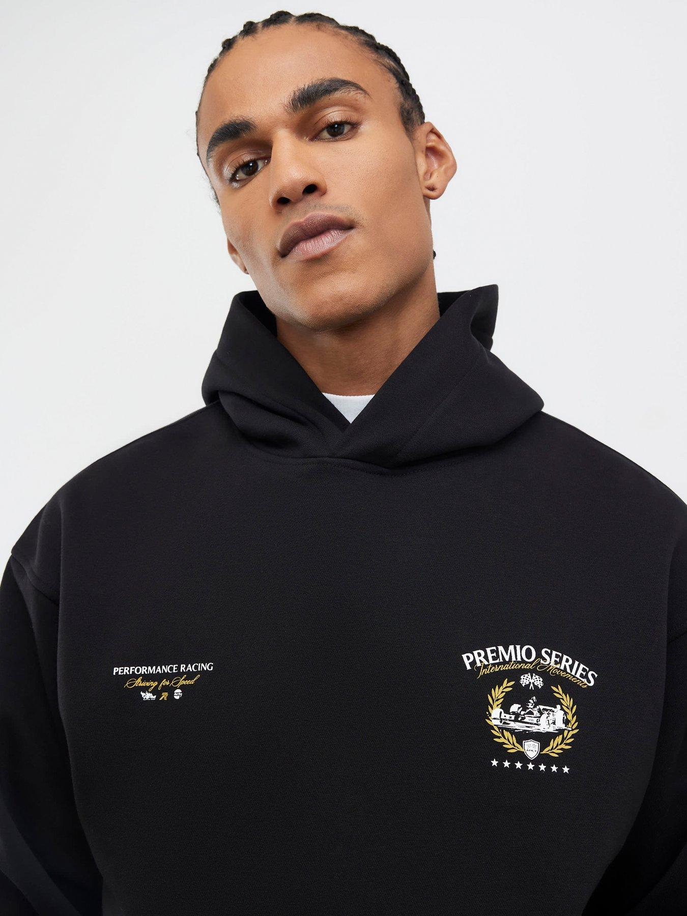 Image 4 of 4 of River Island Premio Series Racing Oversized Hoodie - Black