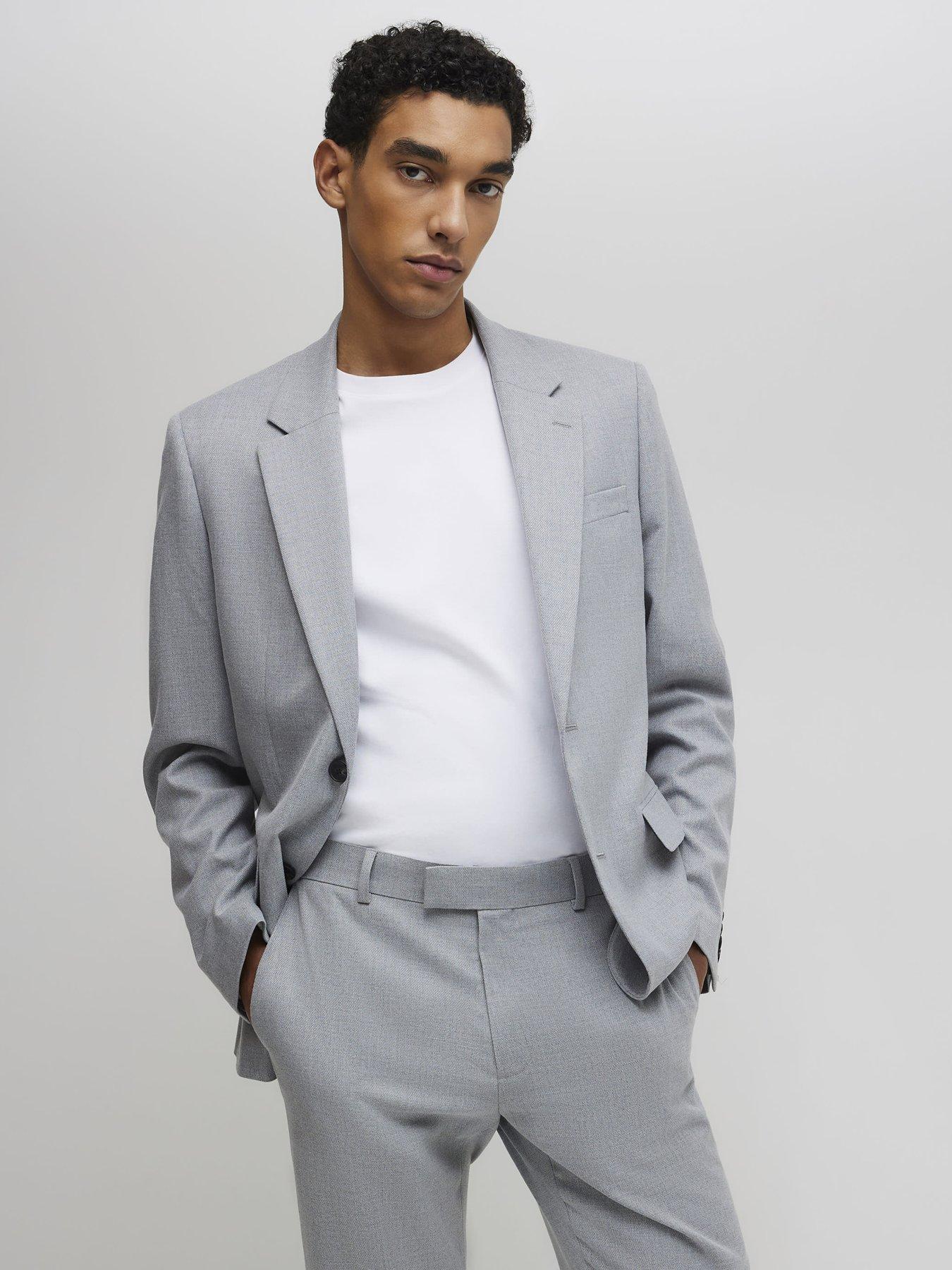 Image 1 of 4 of River Island Slim Texture Suit Jacket - Grey