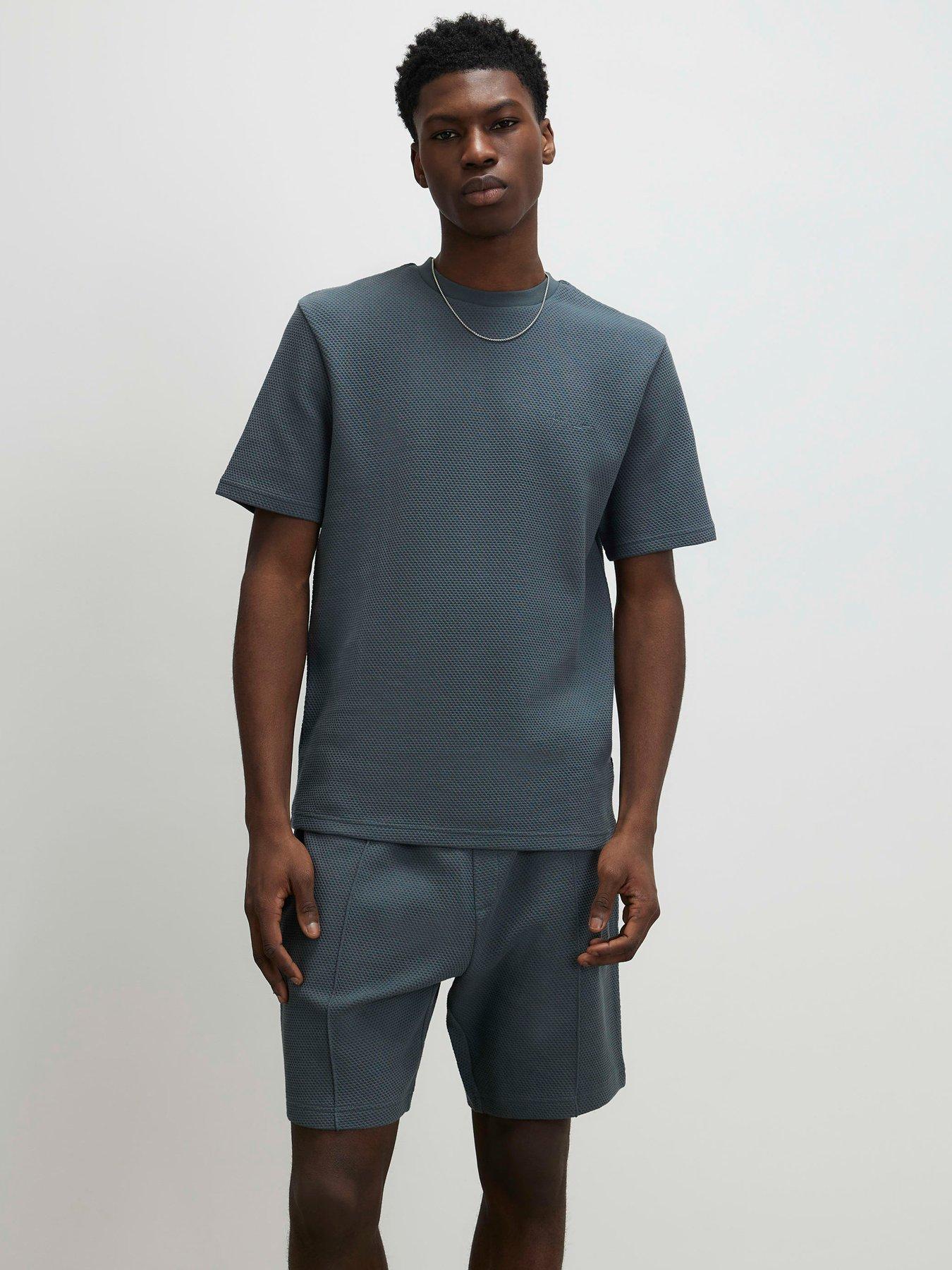 River Island Slim Bubble Interlock Short Sleeve T-Shirt - Grey