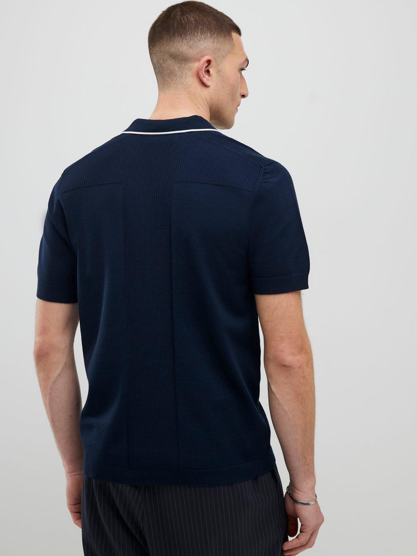 river-island-short-sleeve-engineered-knitted-polo-shirt-navystillFront