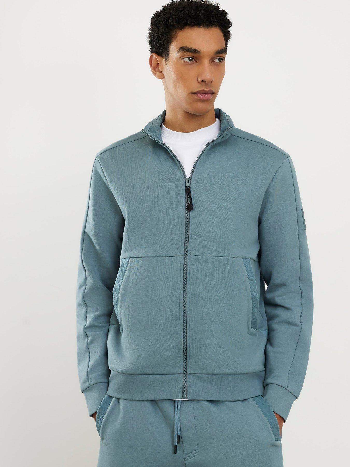 river-island-pinstripe-nylon-funnel-zip-through-sweatshirt-bluefront
