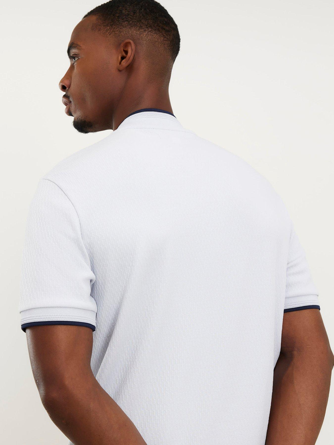 Image 2 of 6 of River Island Shorts Sleeve Slim Tex Tip Baseball T-Shirt - Blue