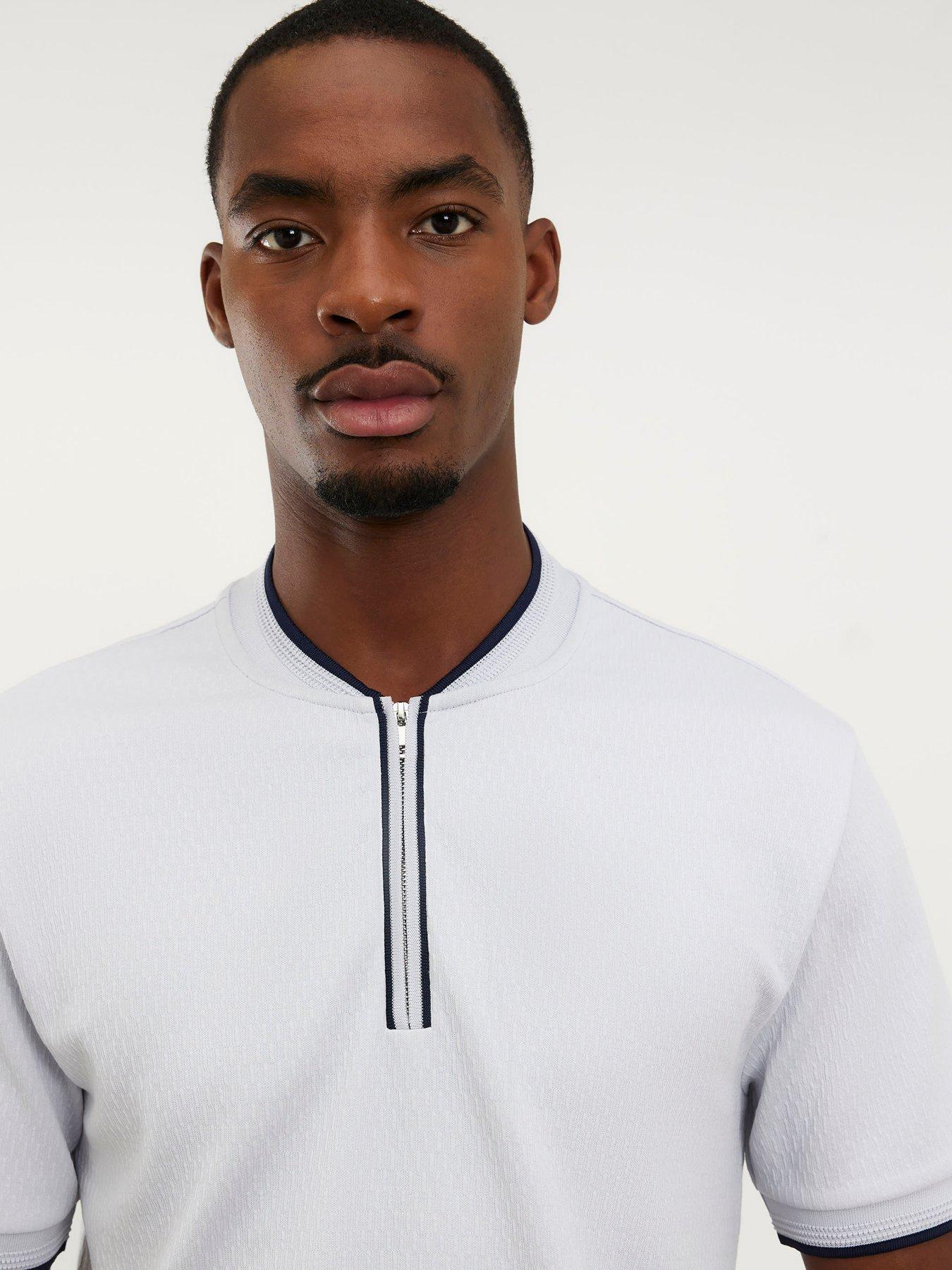 Image 4 of 6 of River Island Shorts Sleeve Slim Tex Tip Baseball T-Shirt - Blue