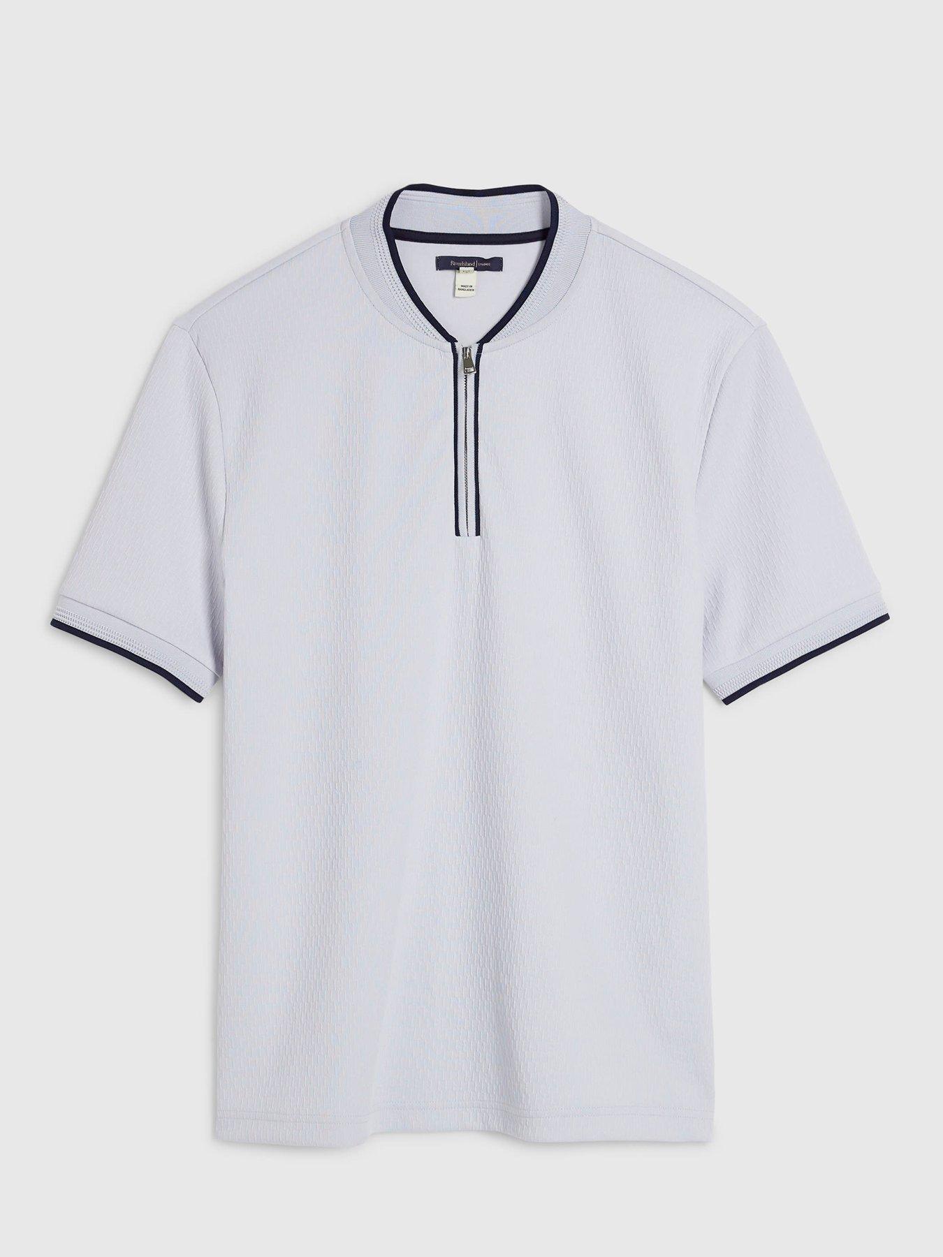 Image 6 of 6 of River Island Shorts Sleeve Slim Tex Tip Baseball T-Shirt - Blue