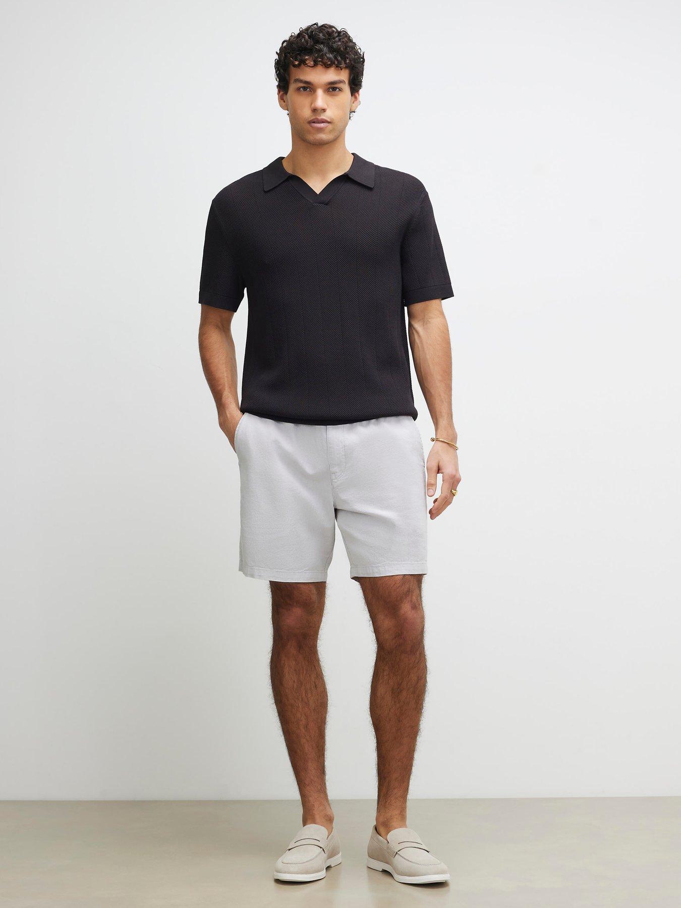 Image 1 of 4 of River Island Regular Fit Linen Blend Shorts - Grey