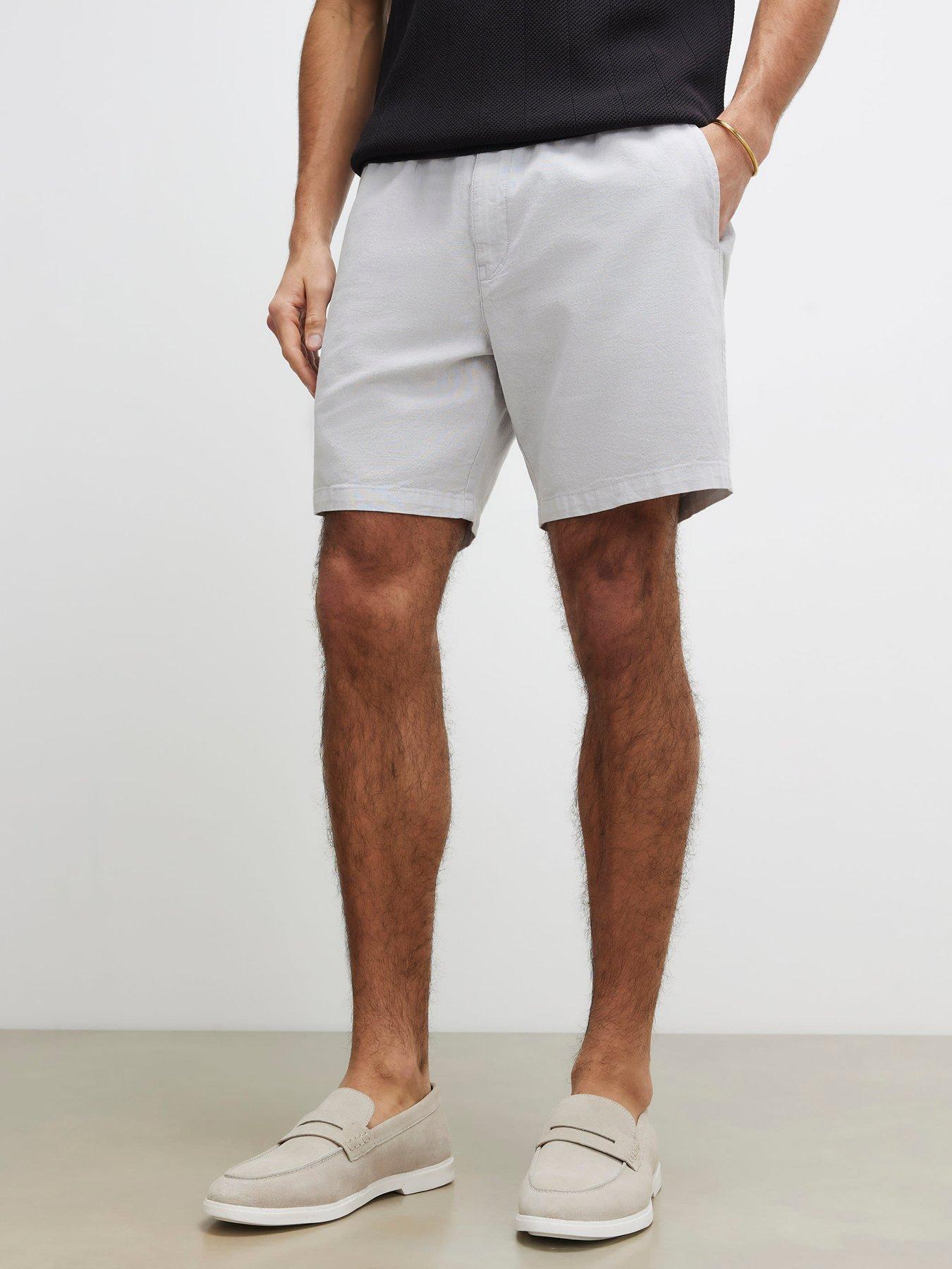 Image 3 of 4 of River Island Regular Fit Linen Blend Shorts - Grey