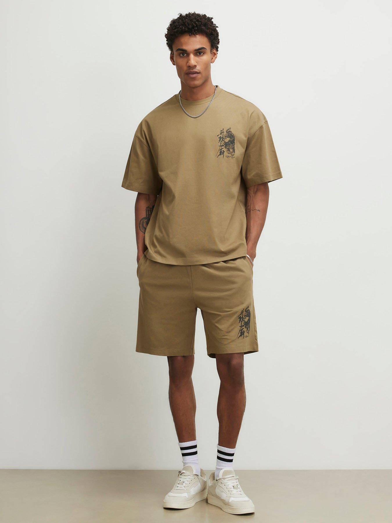 River Island Short Sleeve Japanese T-Shirt And Short Set - Green