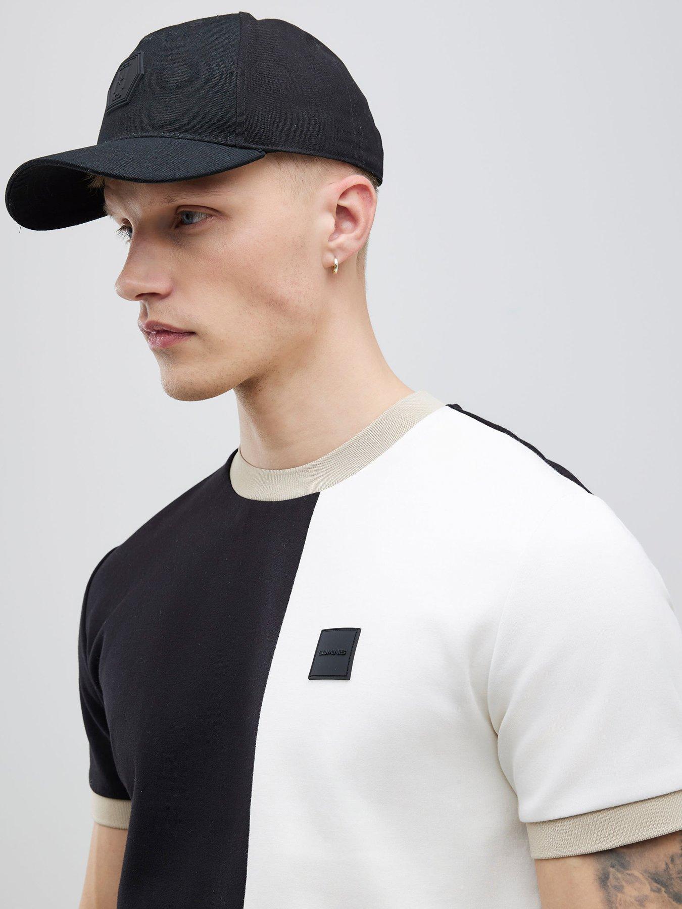 Image 4 of 4 of River Island Short Sleeve Regular Scuba Blocked T-Shirt - Black