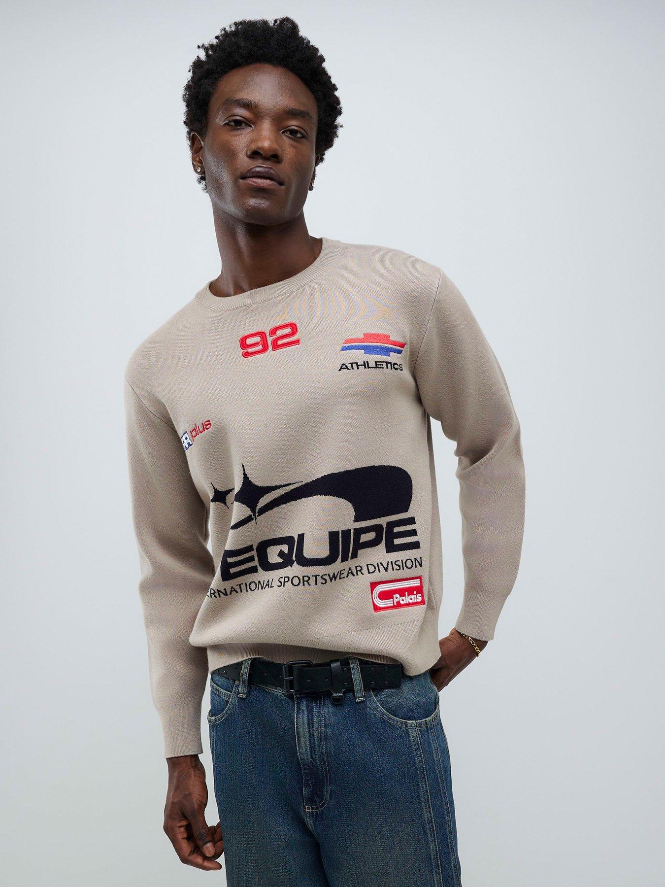 River Island Long Sleeve Moto Sport Sweater - Grey
