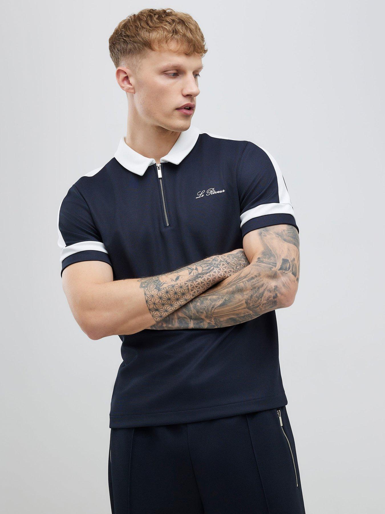 river-island-slim-pique-short-sleeve-blocked-polo-shirt-navyfront
