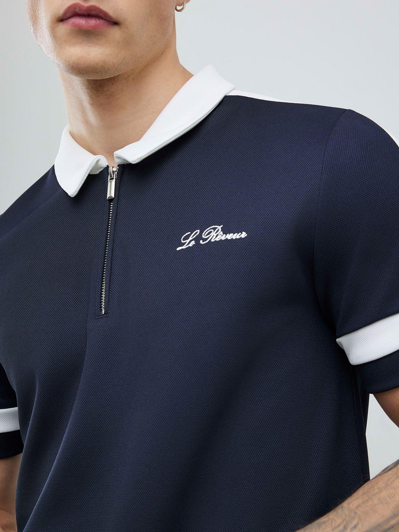 river-island-slim-pique-short-sleeve-blocked-polo-shirt-navyoutfit
