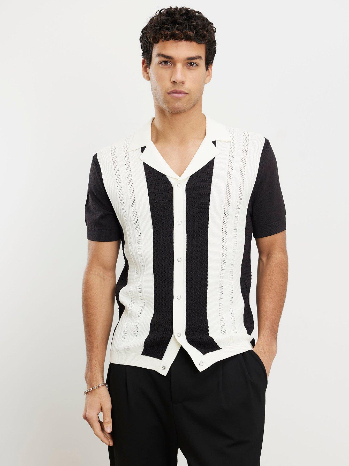 river-island-mono-blocked-short-sleeve-knitted-shirt-blackfront