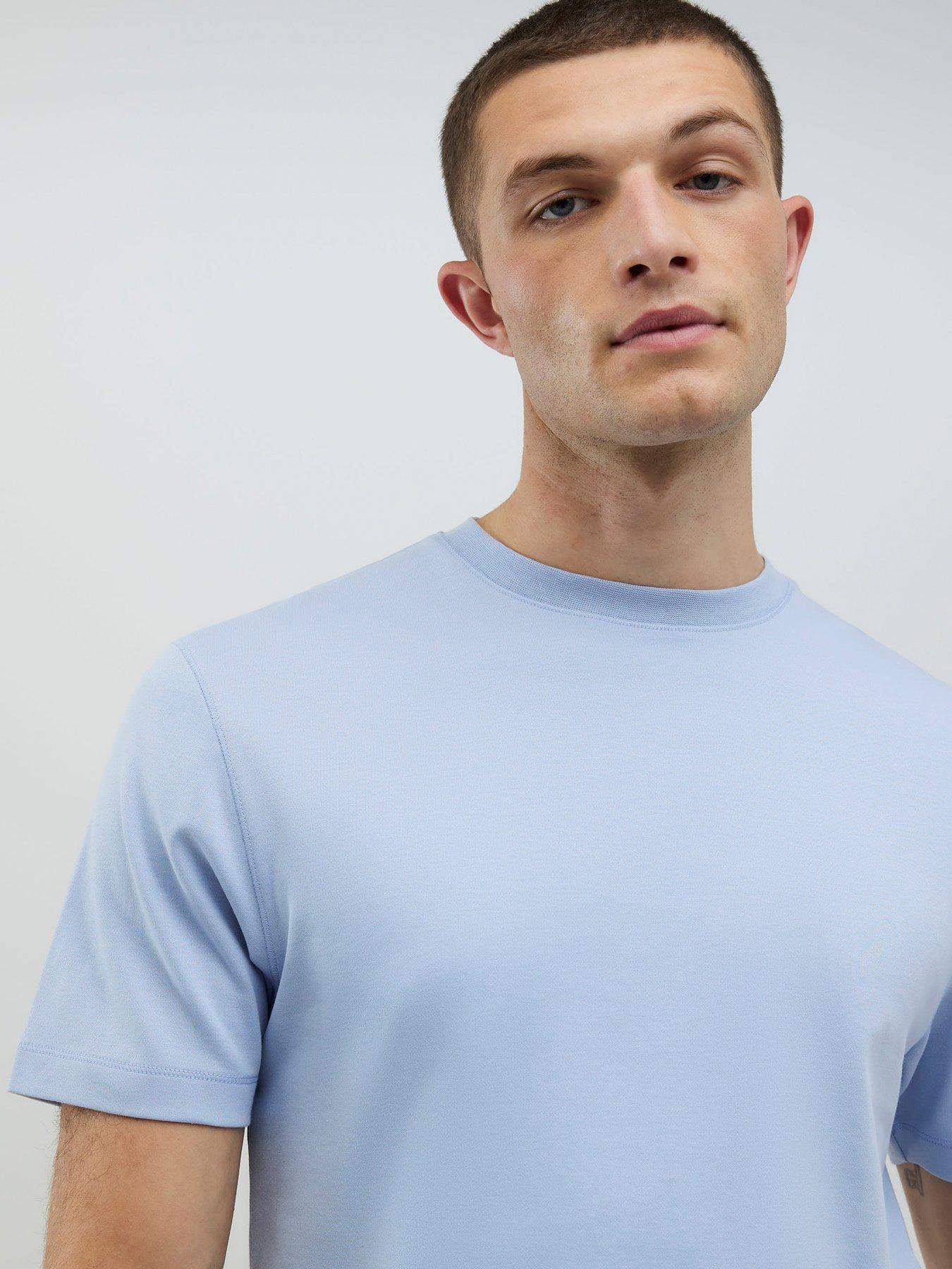 Image 4 of 4 of River Island Slim Essentials Short Sleeve T-Shirt - Light Blue