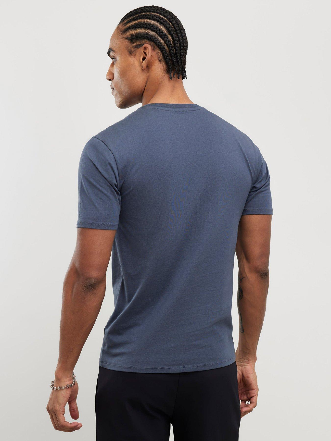 Image 2 of 4 of River Island Muscle Essentials Short Sleeve T-Shirt - Dark Blue