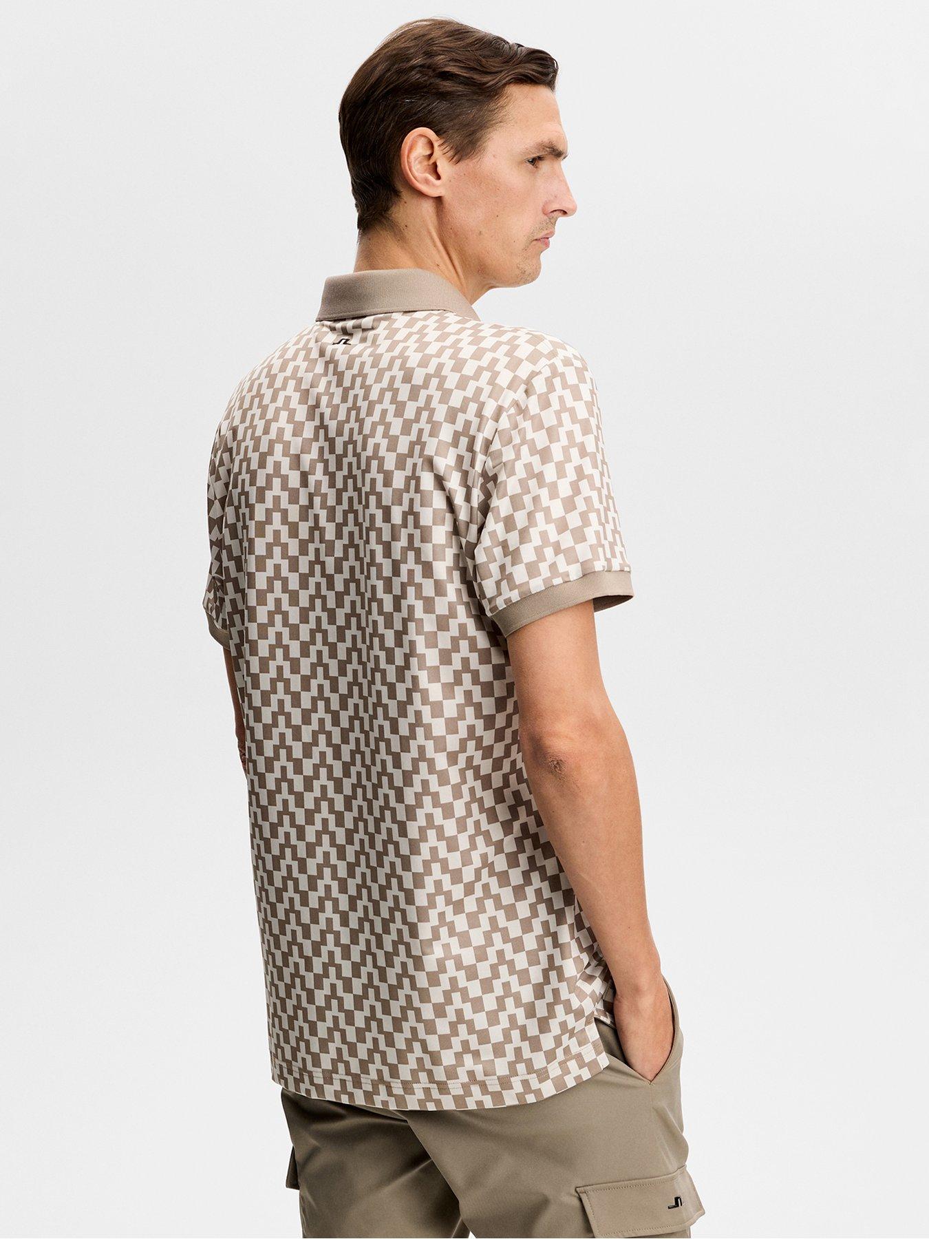 Image 2 of 5 of J LINDEBERG Mens Golf Tour Tech Print Polo - Beige