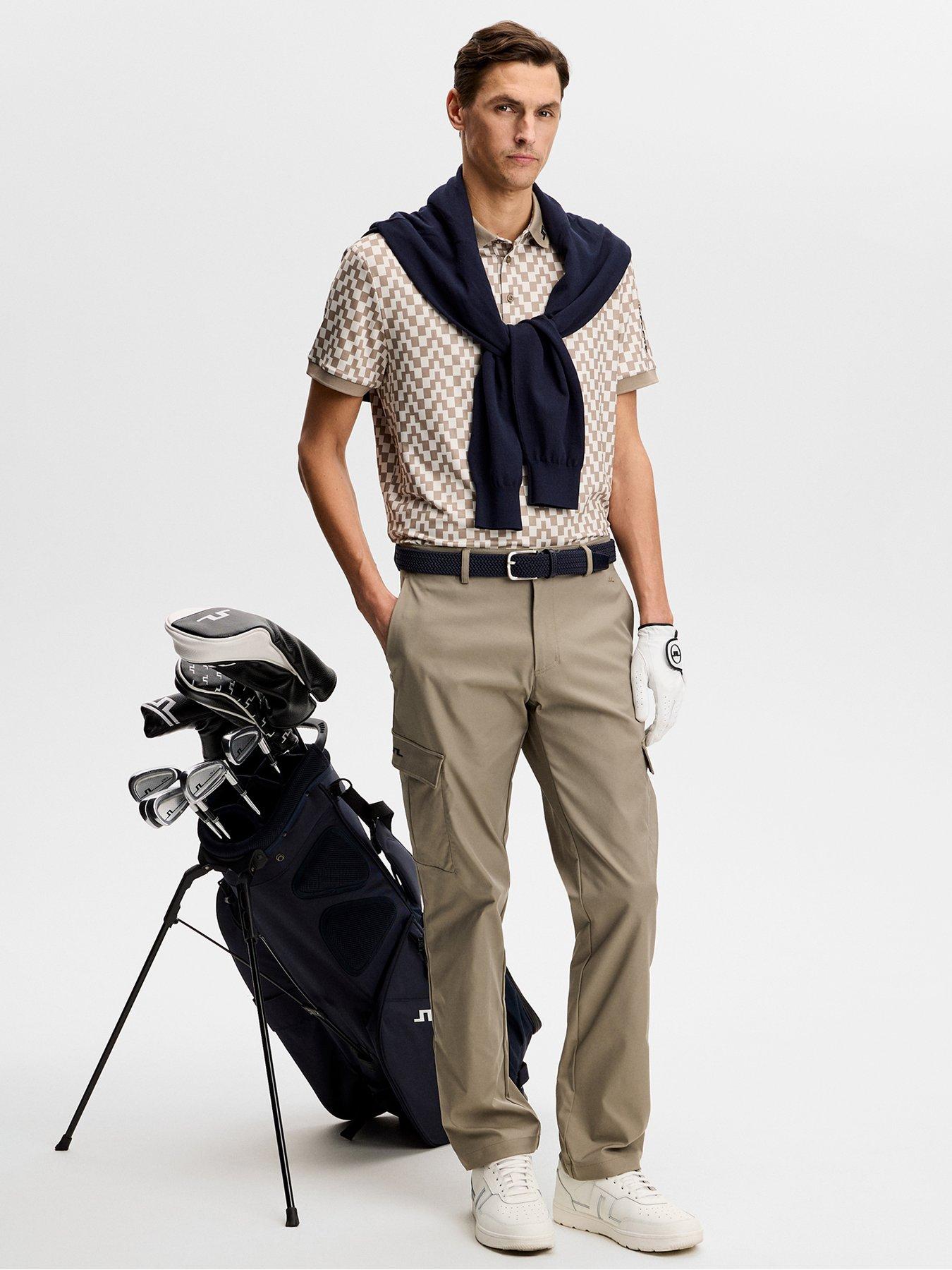 Image 3 of 5 of J LINDEBERG Mens Golf Tour Tech Print Polo - Beige