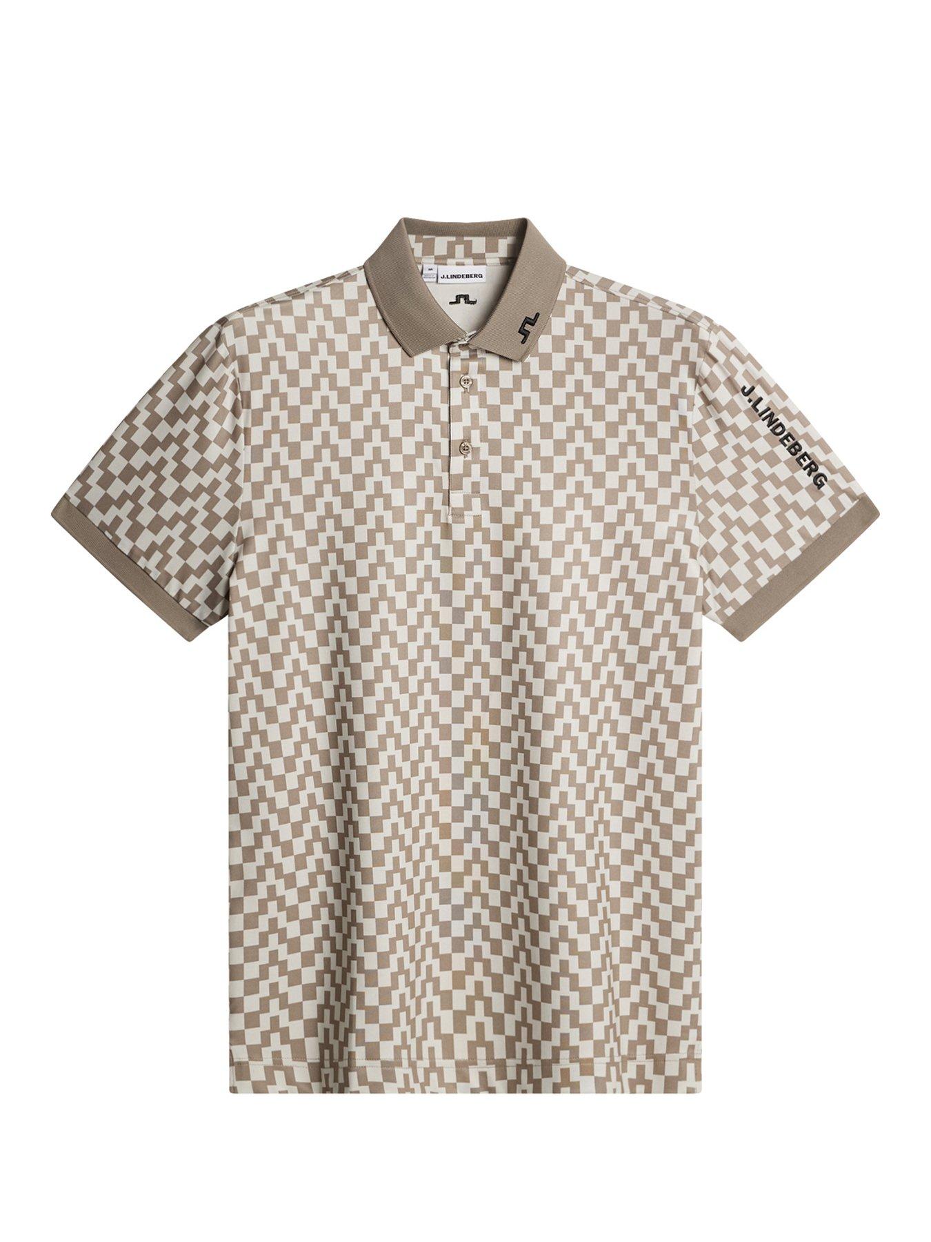Image 5 of 5 of J LINDEBERG Mens Golf Tour Tech Print Polo - Beige