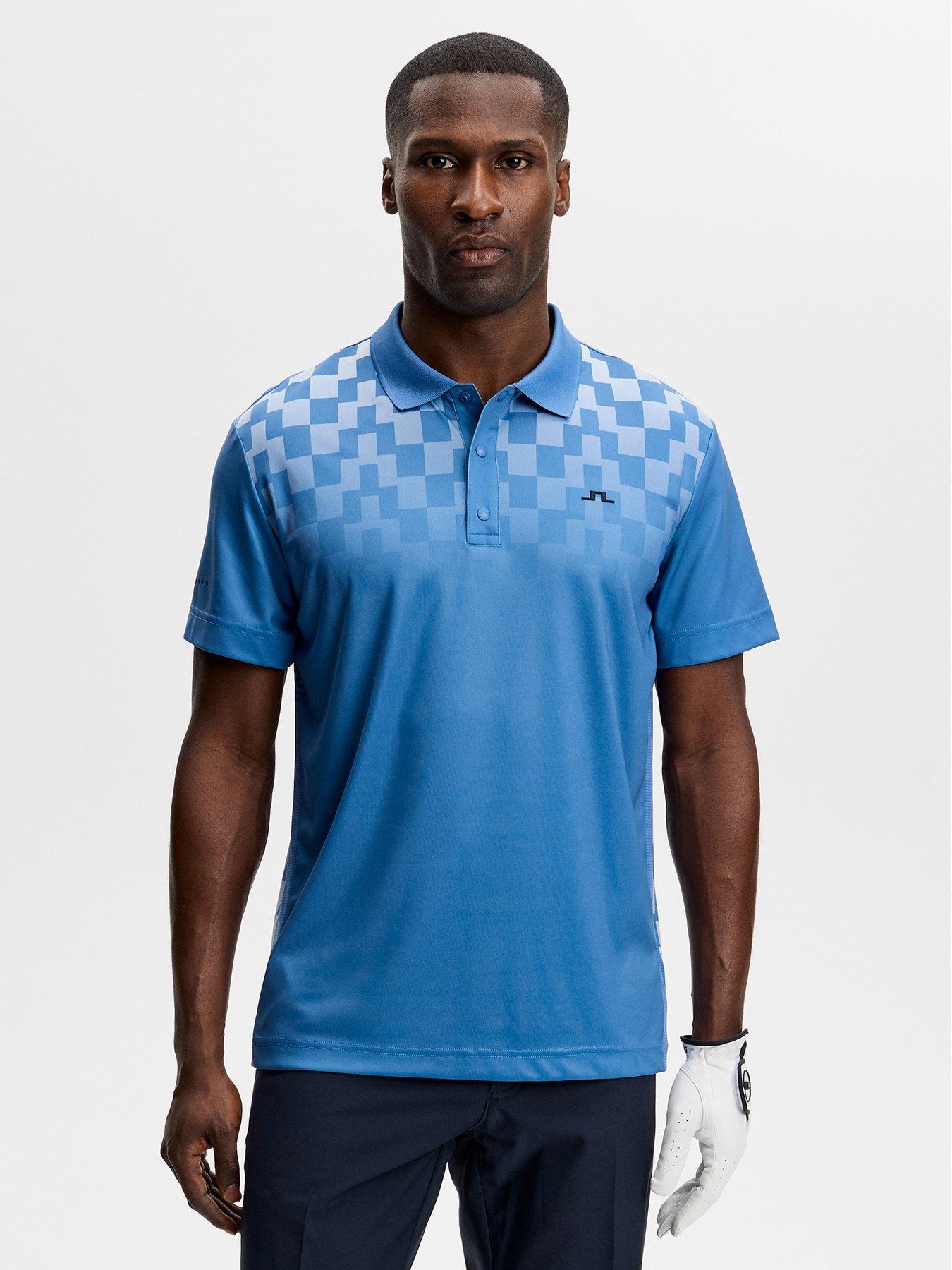J LINDEBERG Mens Golf Finn Print Polo - Blue