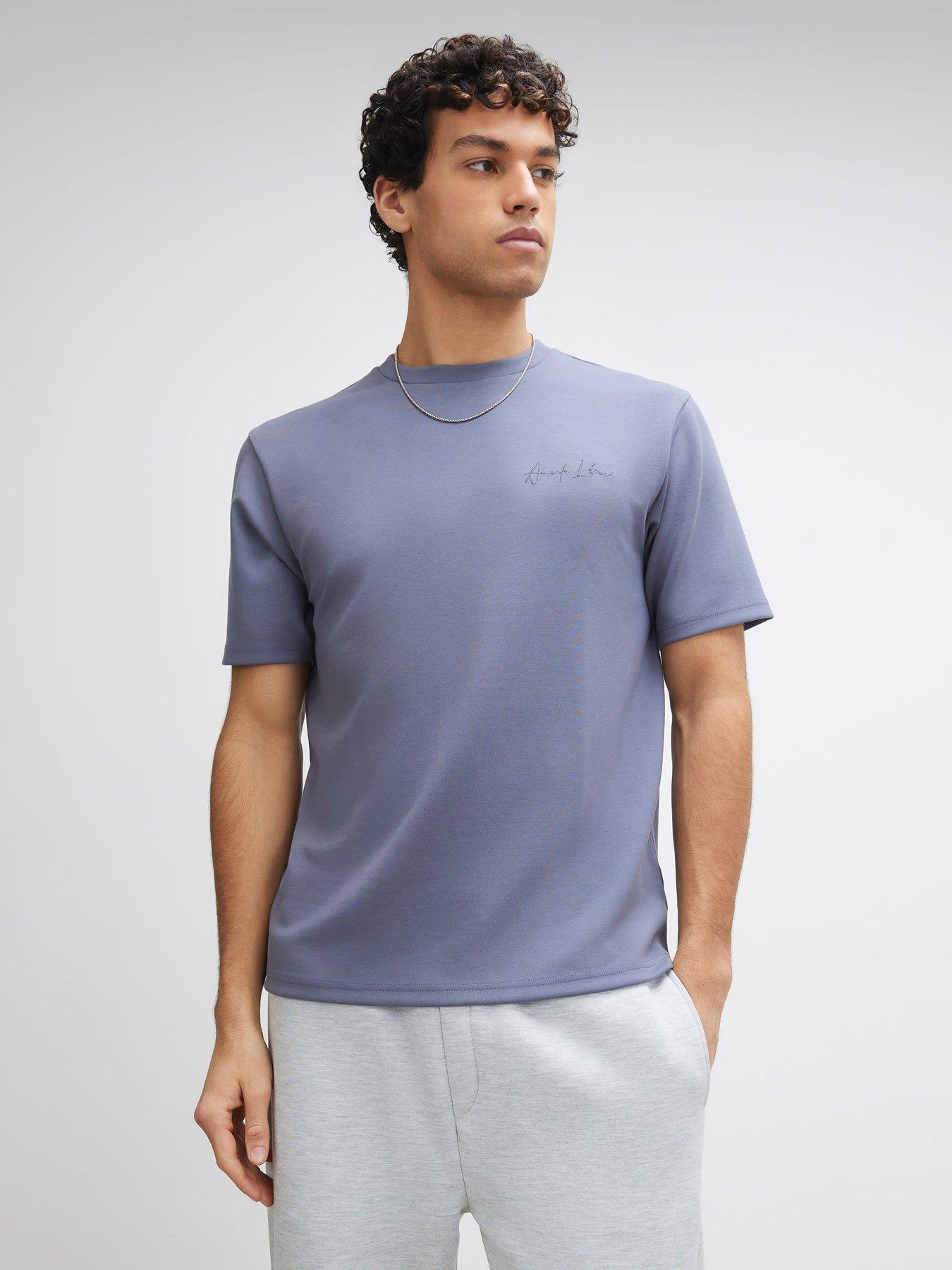 river-island-short-sleeve-slim-bonded-interlock-t-shirt-bluefront