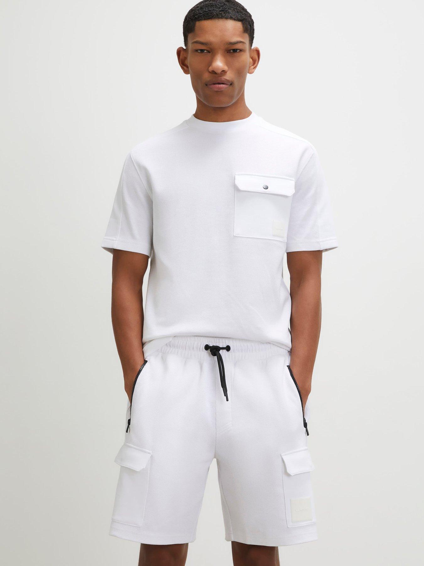 River Island Reg Waffle Luminis Cargo Shorts - White