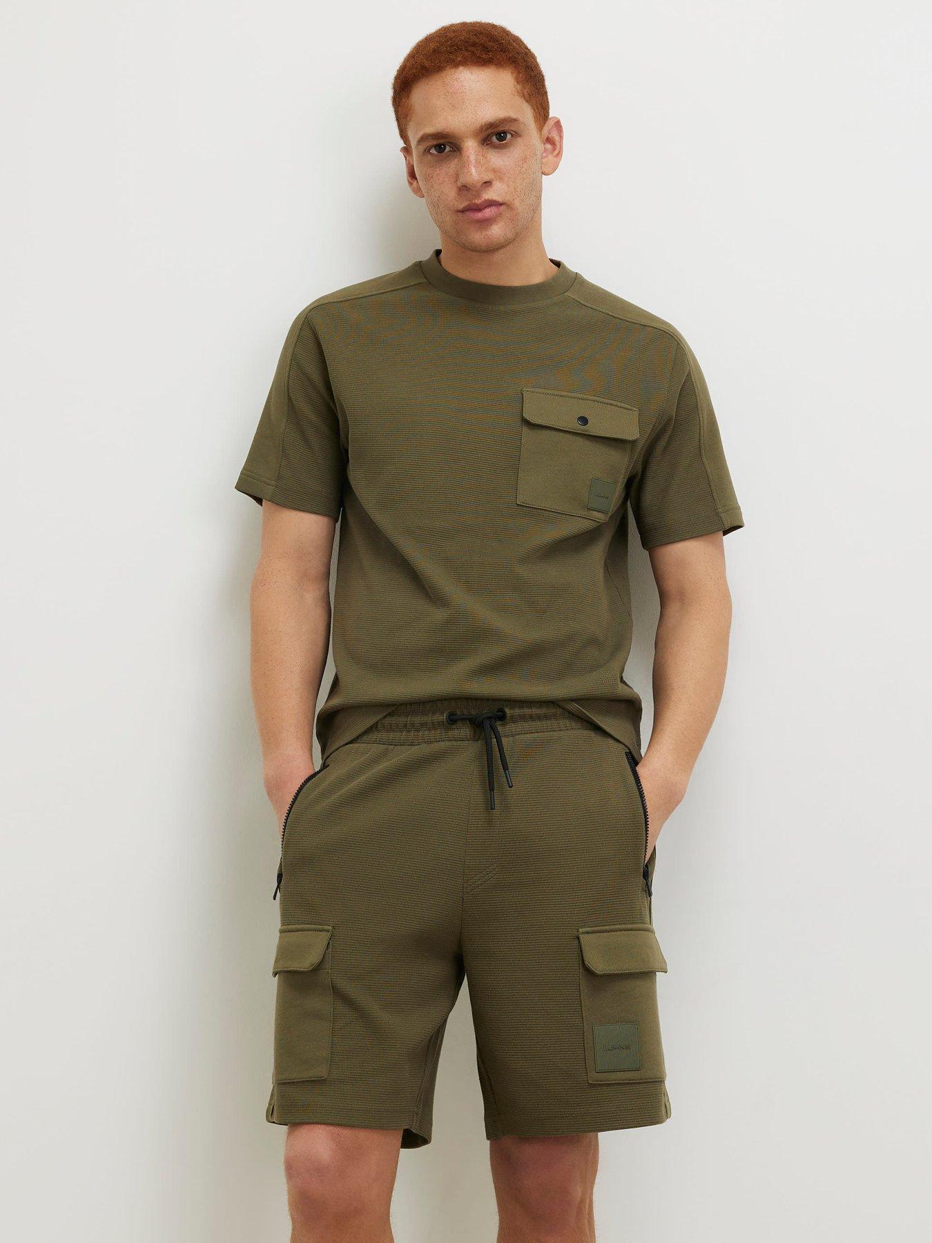 River Island Reg Waffle Luminis Cargo Shorts - Green