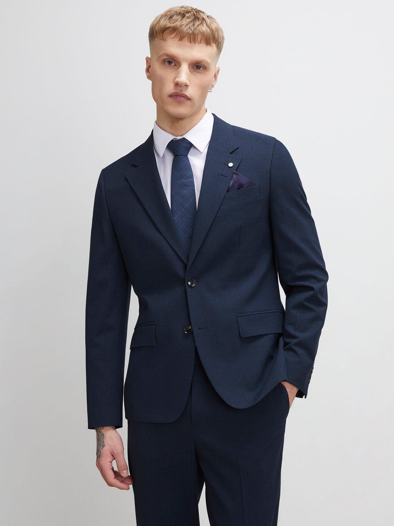 Image 1 of 4 of River Island River Island Check Slim Suit Jacket