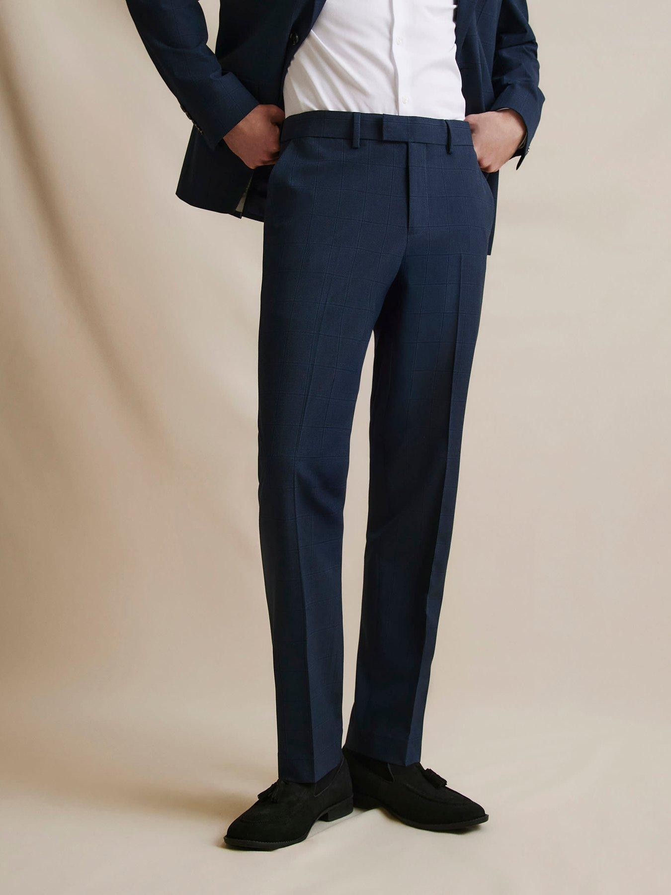 Image 1 of 6 of River Island Check Slim Trouser - Navy