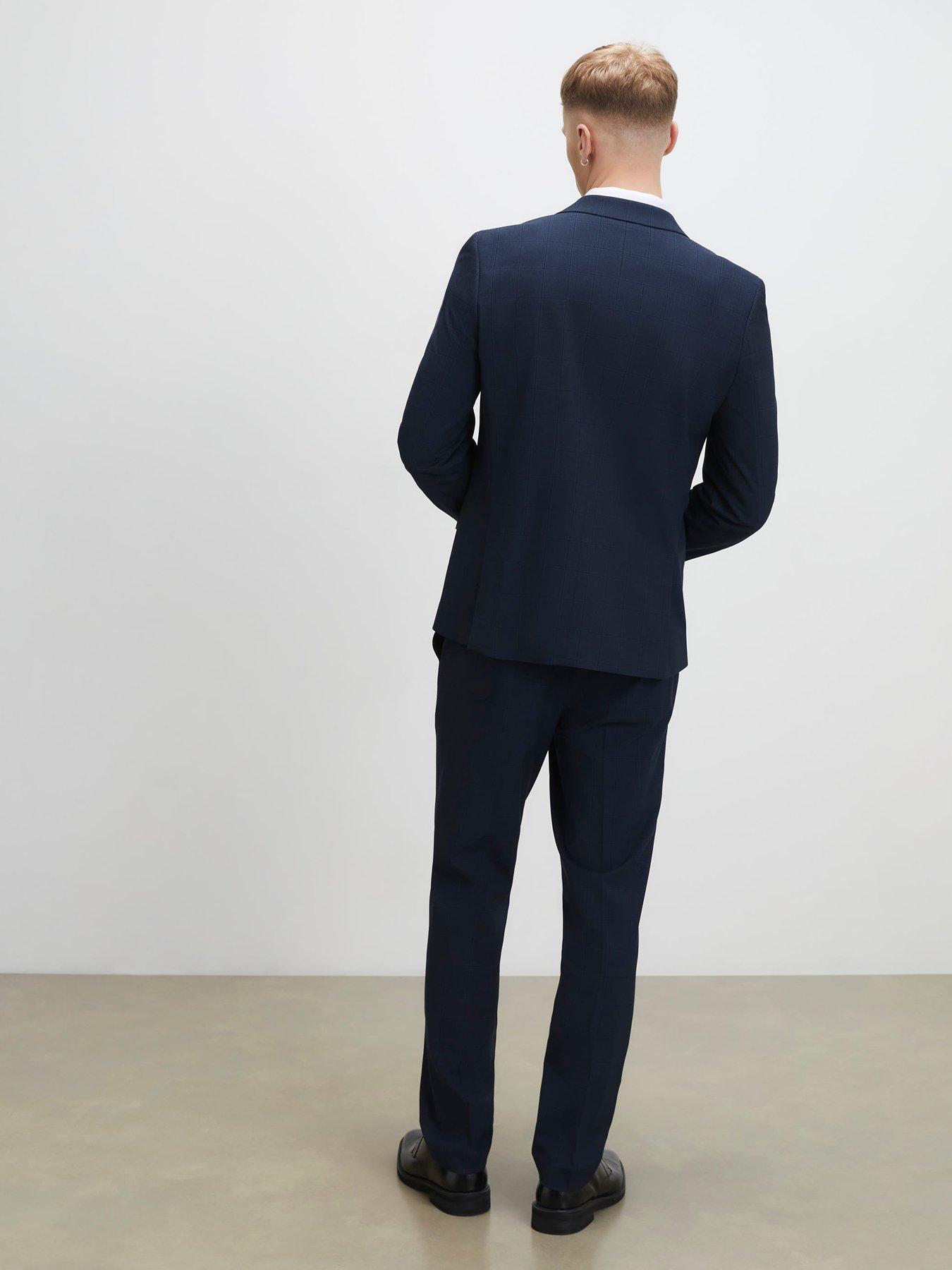 Image 2 of 6 of River Island Check Slim Trouser - Navy