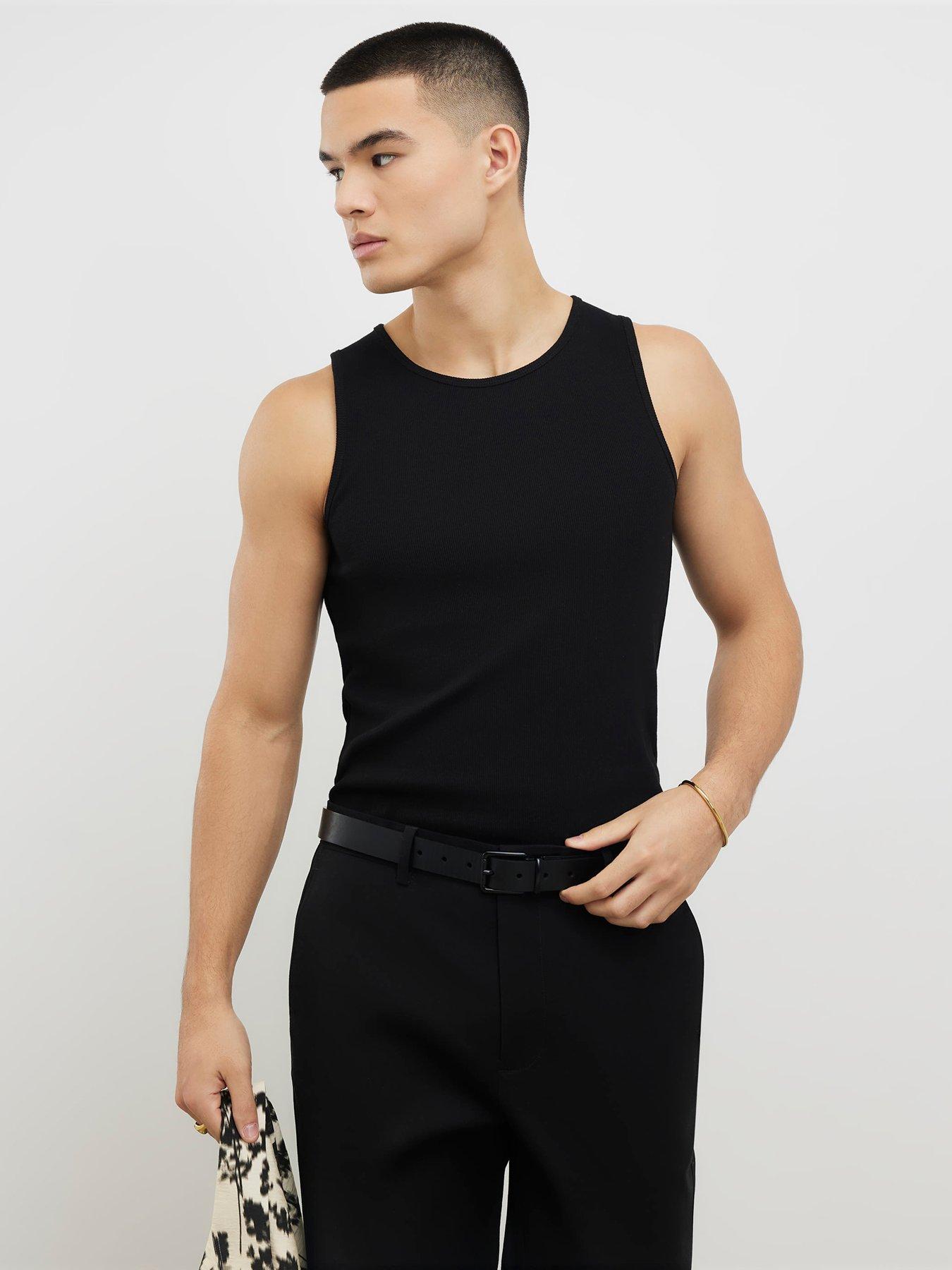 river-island-plain-muscle-ribbed-vest-blackfront
