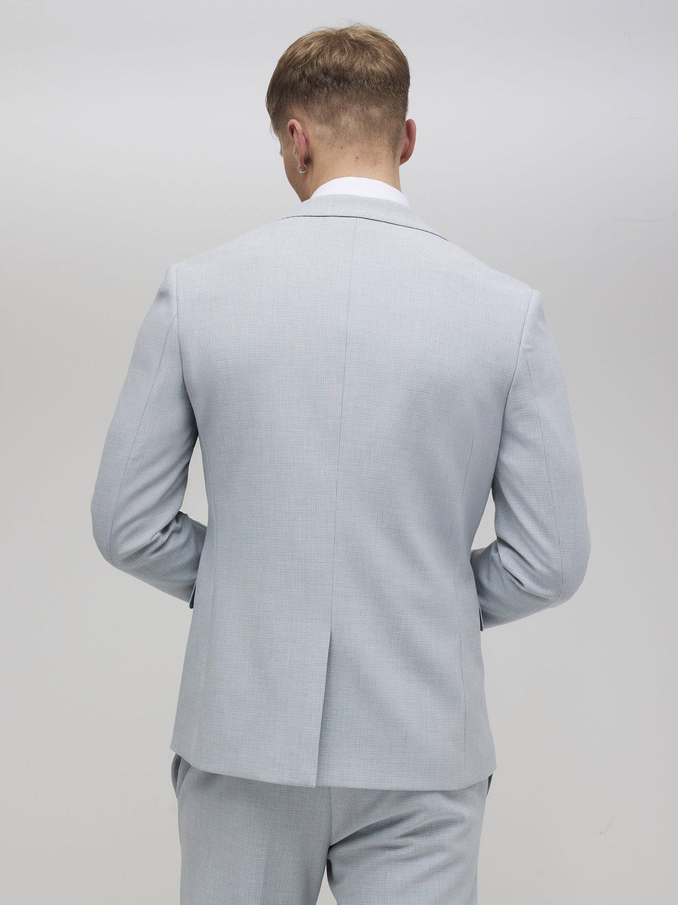 Image 2 of 4 of River Island Mircocheck Skinny Suit Jacket - Blue