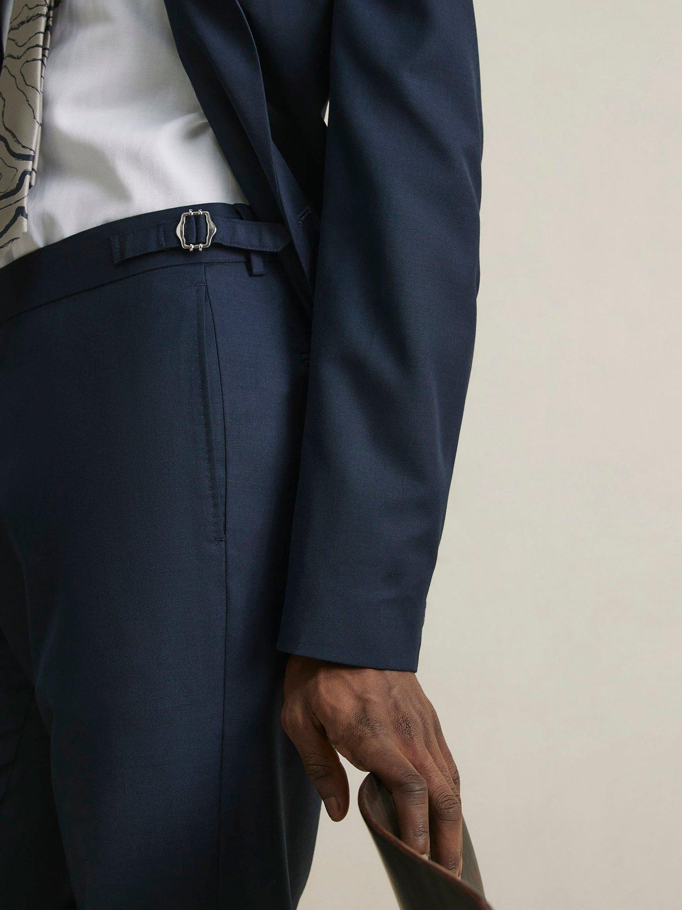 Image 4 of 6 of River Island Buzzy Blue Groom Suit Trouser - Navy