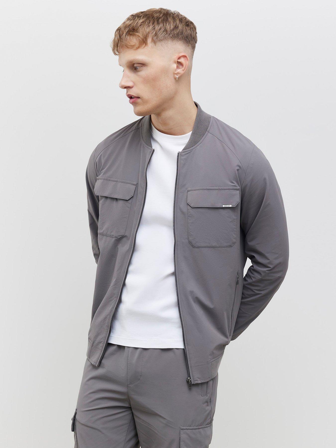 River Island Defined Muscle Fit Bomber - Grey