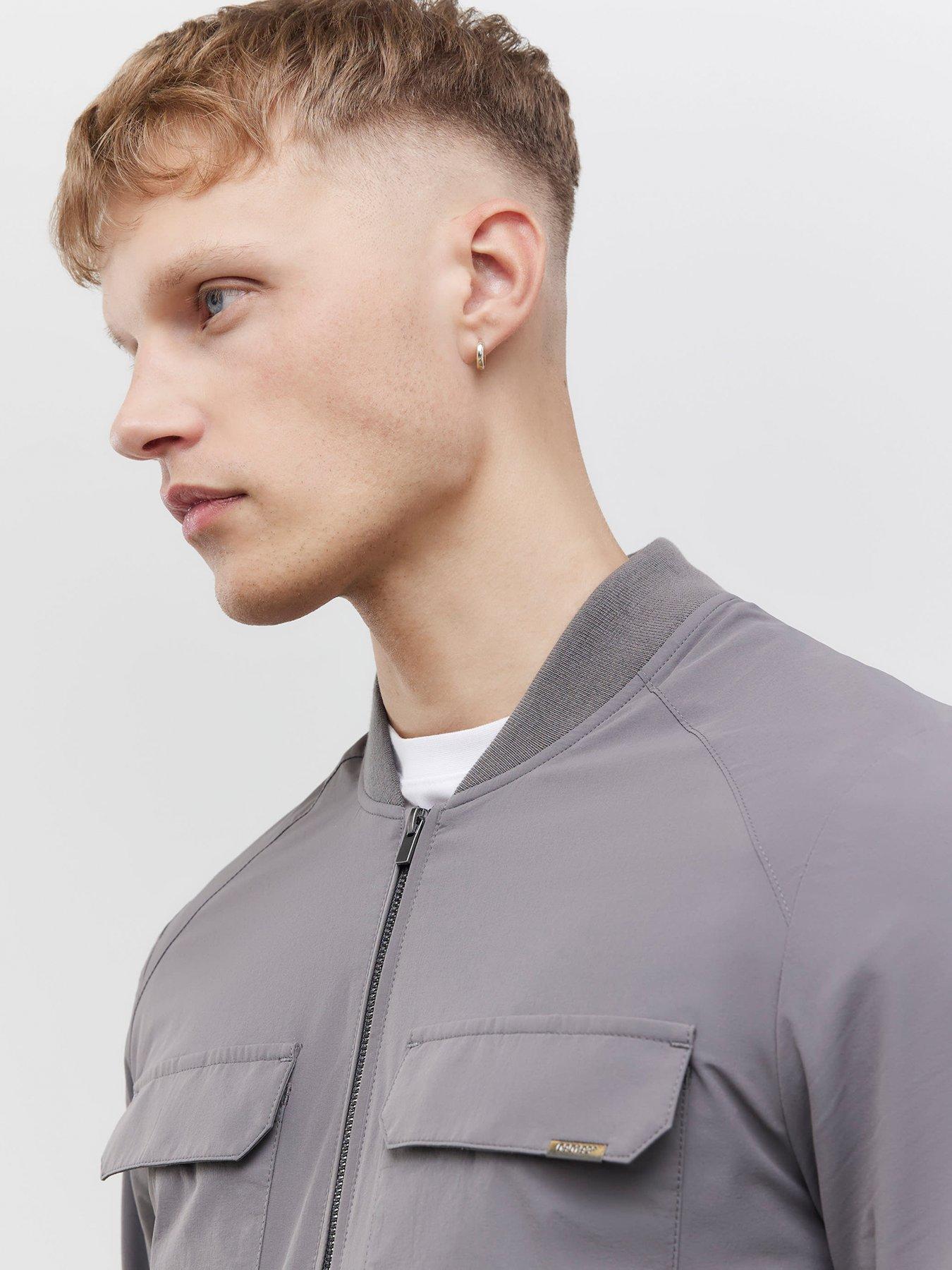 Image 4 of 4 of River Island Defined Muscle Fit Bomber - Grey